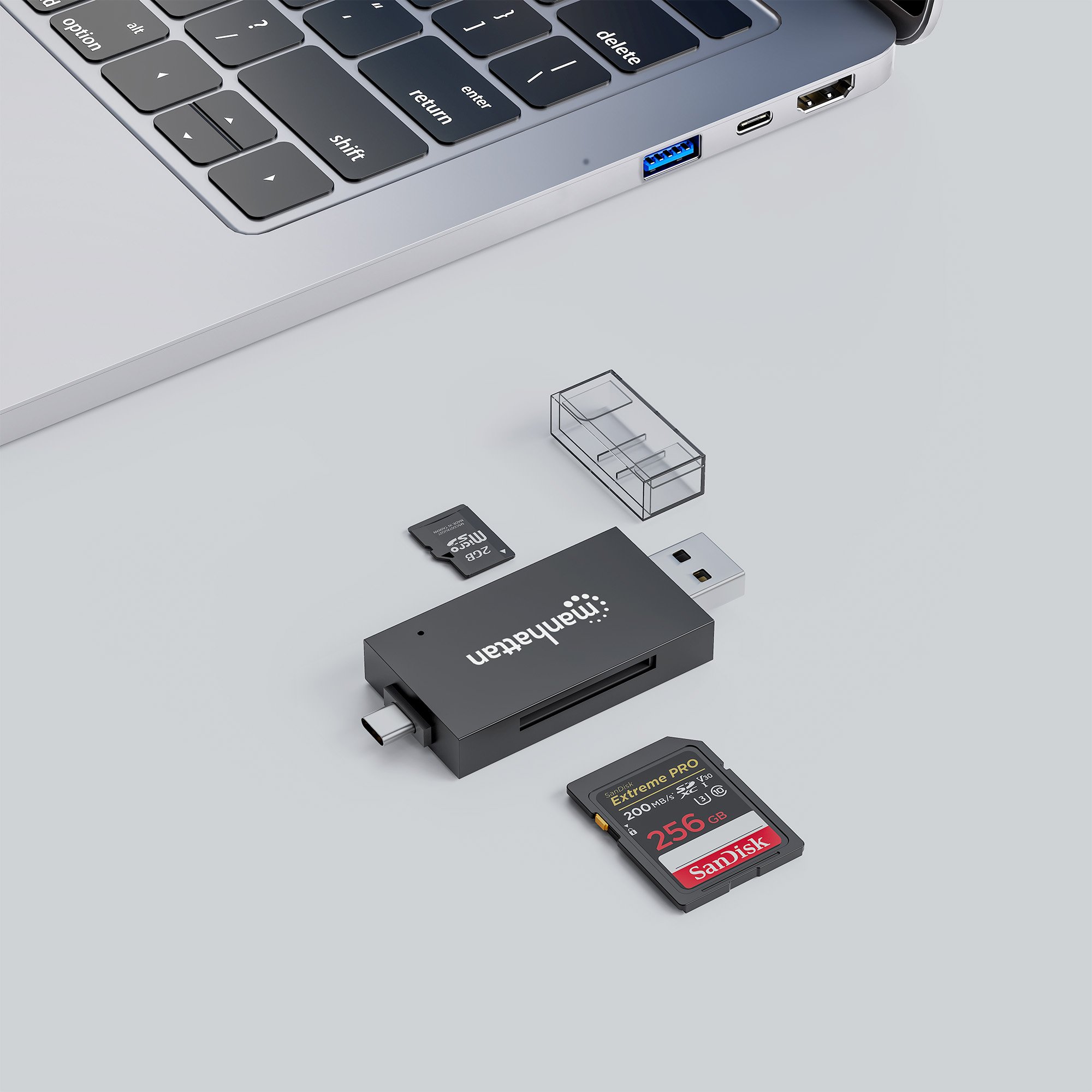 Lettore/Scrittore USB 3.0 Combo USB-C™/USB-A Multi-Schede MANHATTAN - immagine 4