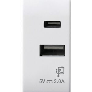 Domus S44 Caricatore USB-A e USB-C&trade; 3A 230V Bianco Lucido, 441082USBAC AVE