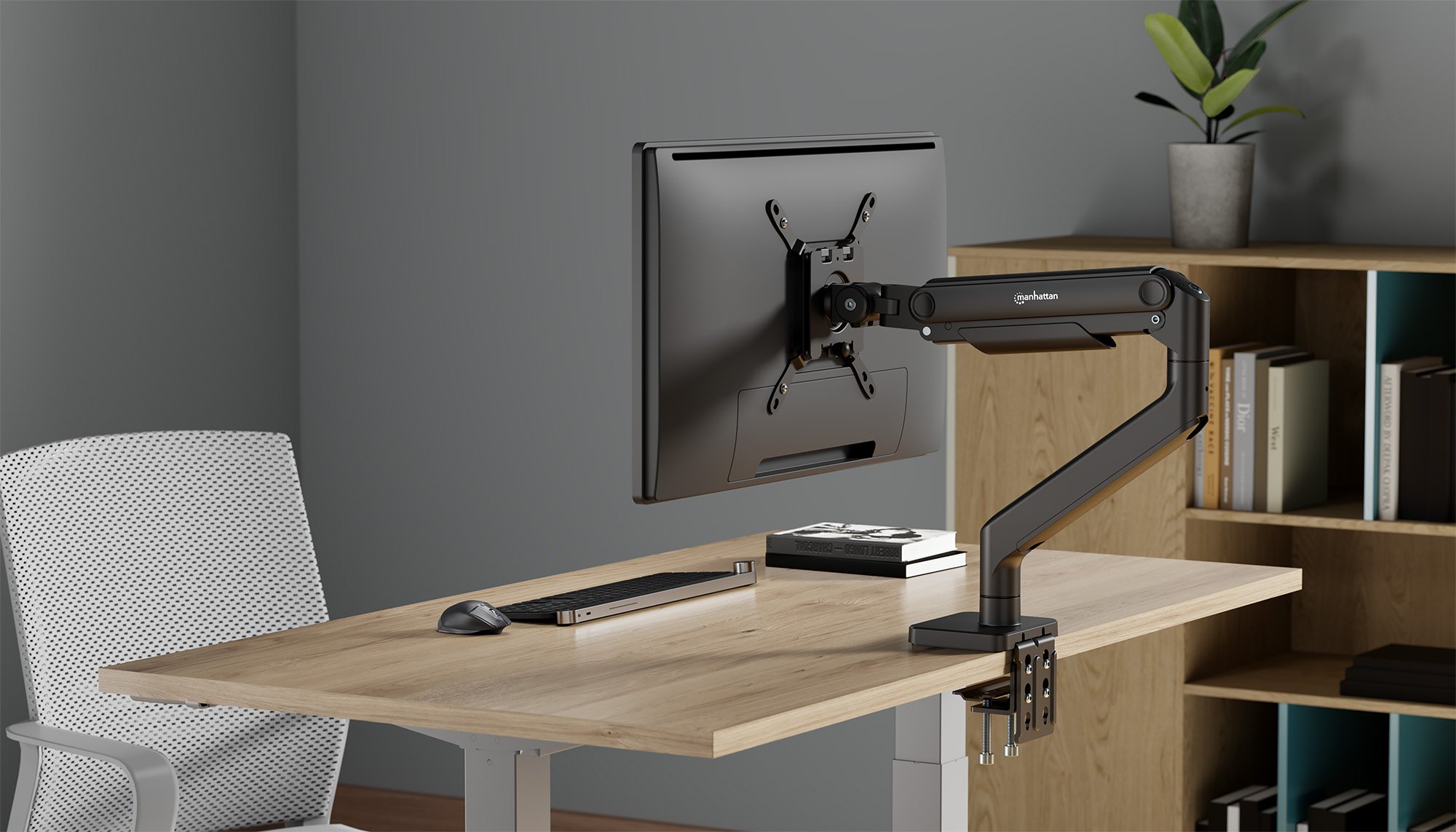 Supporto da Scrivania per Monitor Singolo 17-49'' con Molla Meccanica in Alluminio MANHATTAN - immagine 7