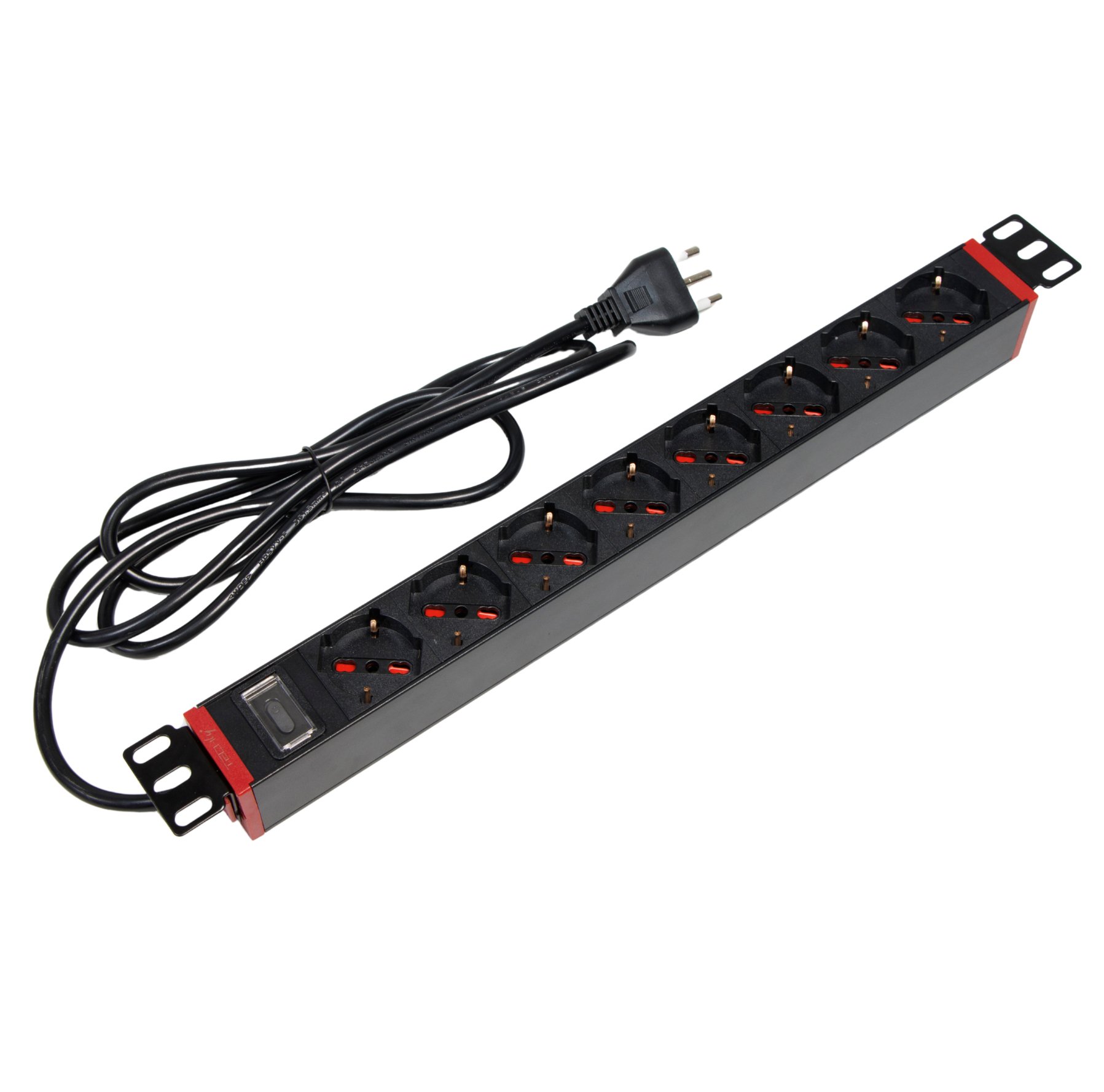 Multipresa 8 Posti da Rack 19'' con Staffa Ruotabile 360° Spina Italiana TECHLY PROFESSIONAL