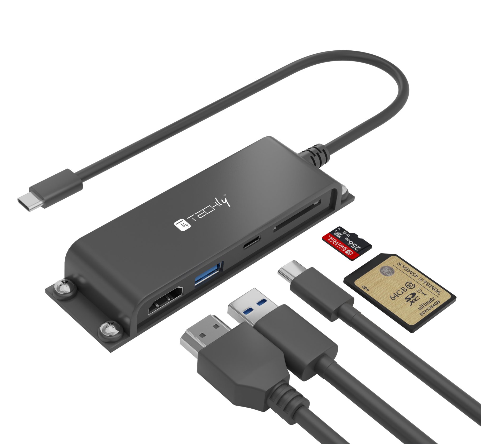Docking Station 5 in 1 USB-C™ Hub HDMI con Lettore Micro SD/SD TECHLY