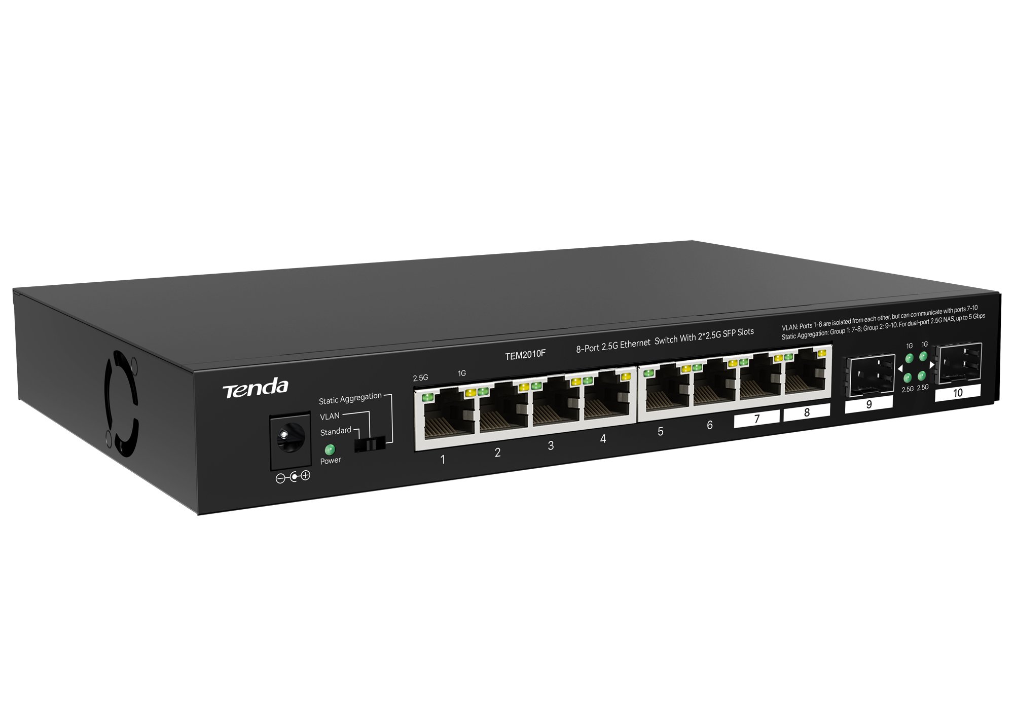 Switch con 8 porte 2.5G Ethernet e 2 slot SFP da 2.5G, TEM2010F TENDA - immagine 4