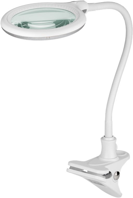 Lampada LED con Lente d'ingrandimento Base di Appoggio e Clip da Tavolo 6W Bianco GOOBAY - immagine 8