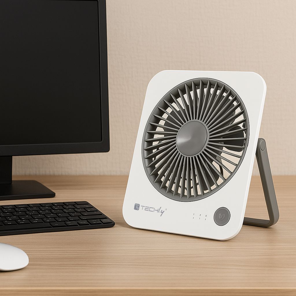 Ventilatore da Scrivania Ultra Sottile Pieghevole e Portatile a 4 Velocità TECHLY - immagine 4