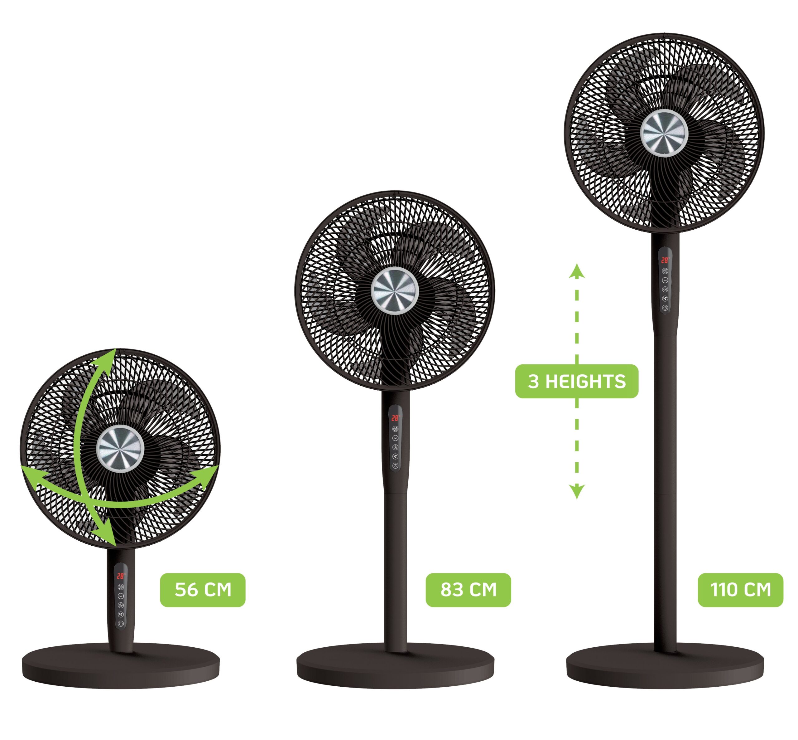 Ventilatore 12'' 2 in 1 con Piantana a 3 Altezze 12 Velocità con Telecomando Oscillazione a 720° e Timer TECHLY - immagine 4
