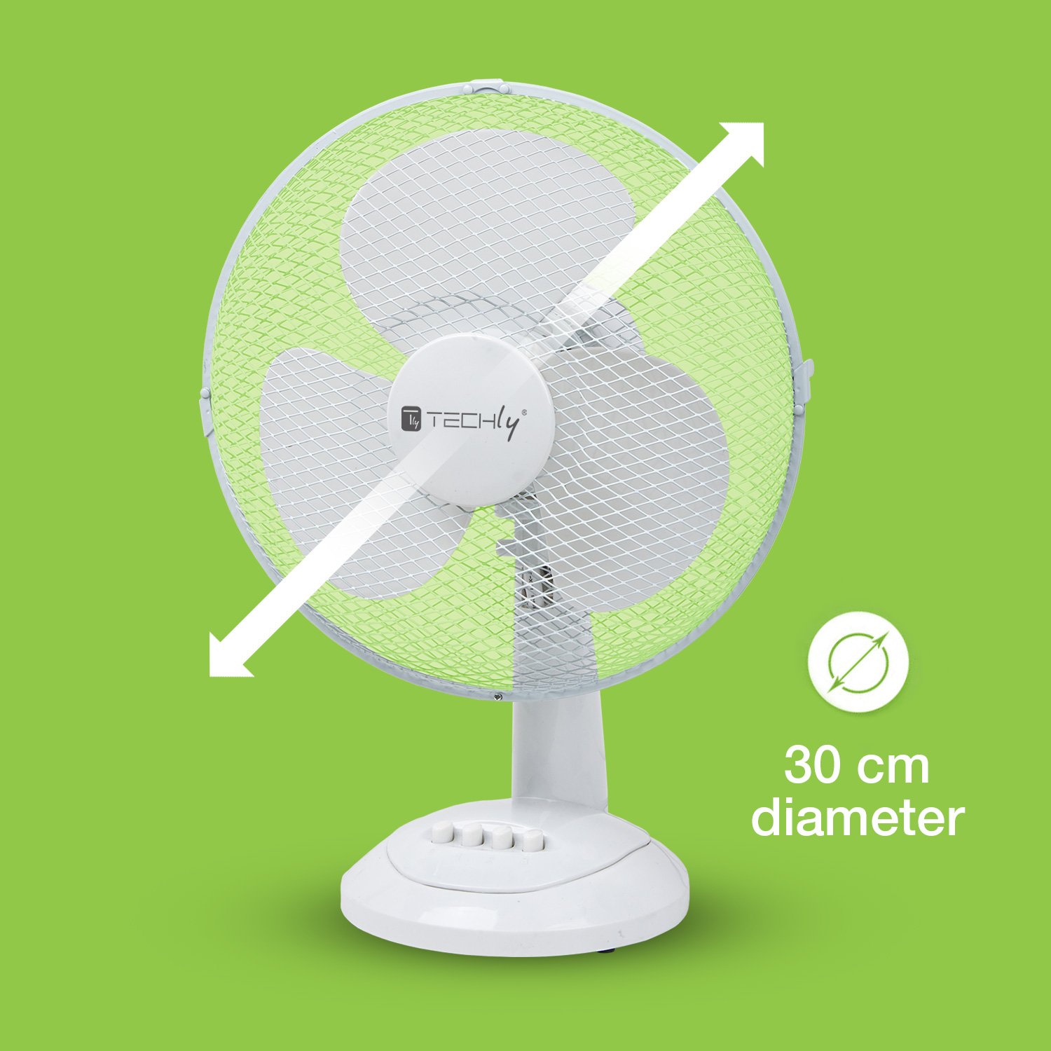 Ventilatore Rotante da Tavolo Diametro 30 cm a 3 Velocità TECHLY - immagine 4