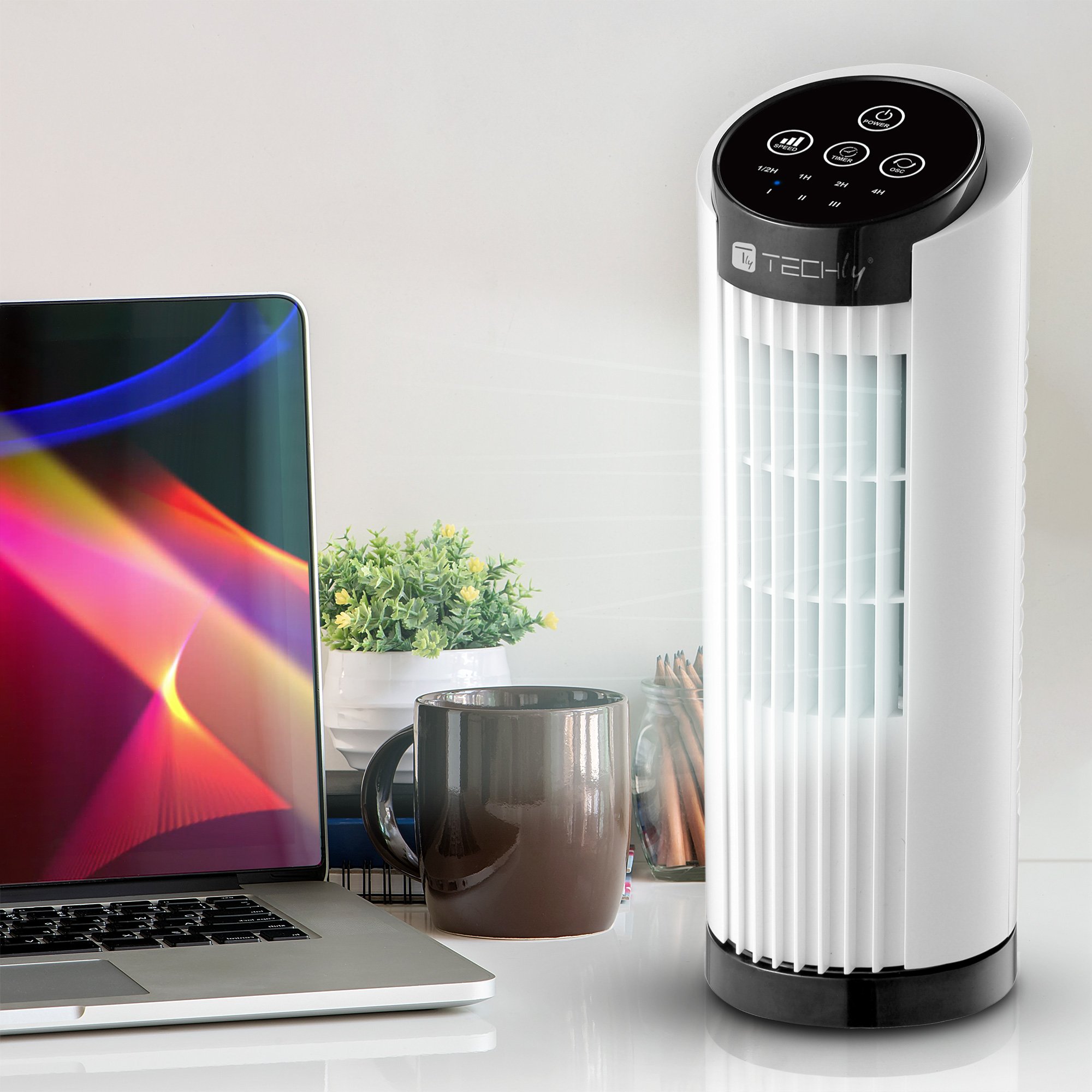 Mini Ventilatore a Torre 13'' 3 Velocità con Interruttore Touch Oscillazione 70° e Timer TECHLY - immagine 4