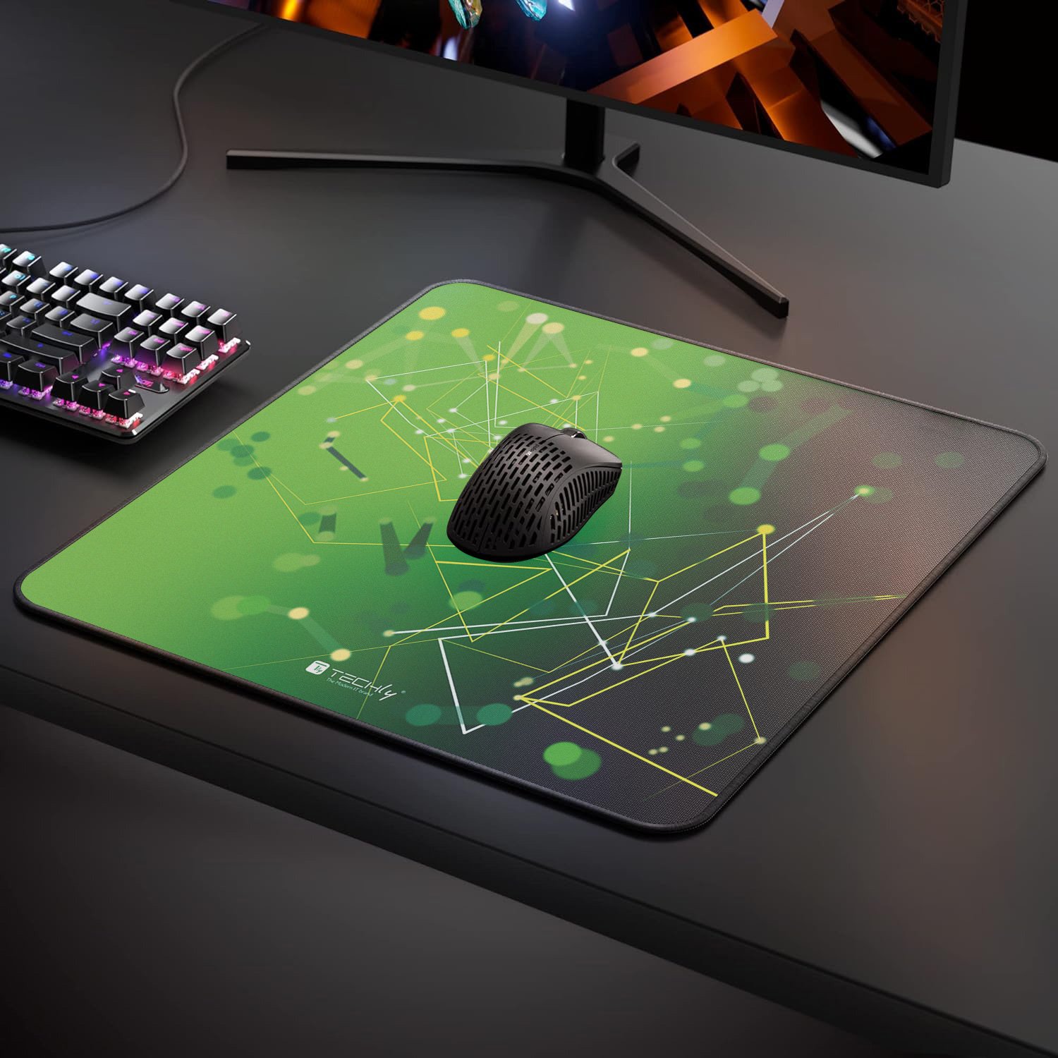 Tappetino Gaming Antiscivolo XL 450 x 400 mm Verde TECHLY - immagine 4