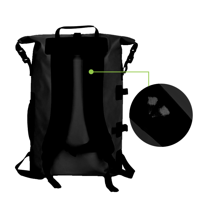 Zaino Impermeabile 25L Roll-Top con Striscia Riflettente Nero TECHLY - immagine 4