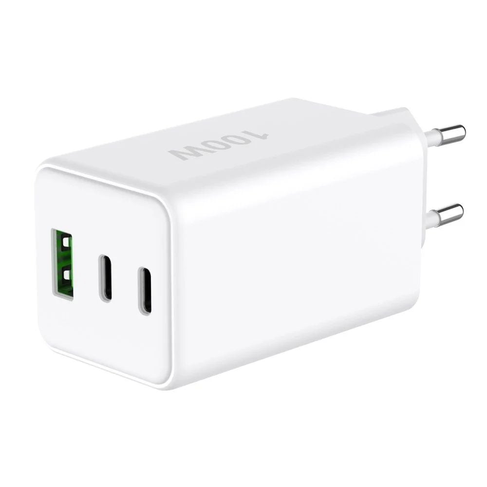 Caricatore Alimentatore GaN 100W 2x USB-C™ 1x USB-A Power Delivery Fast Charger Bianco FONTASTIC - immagine 4