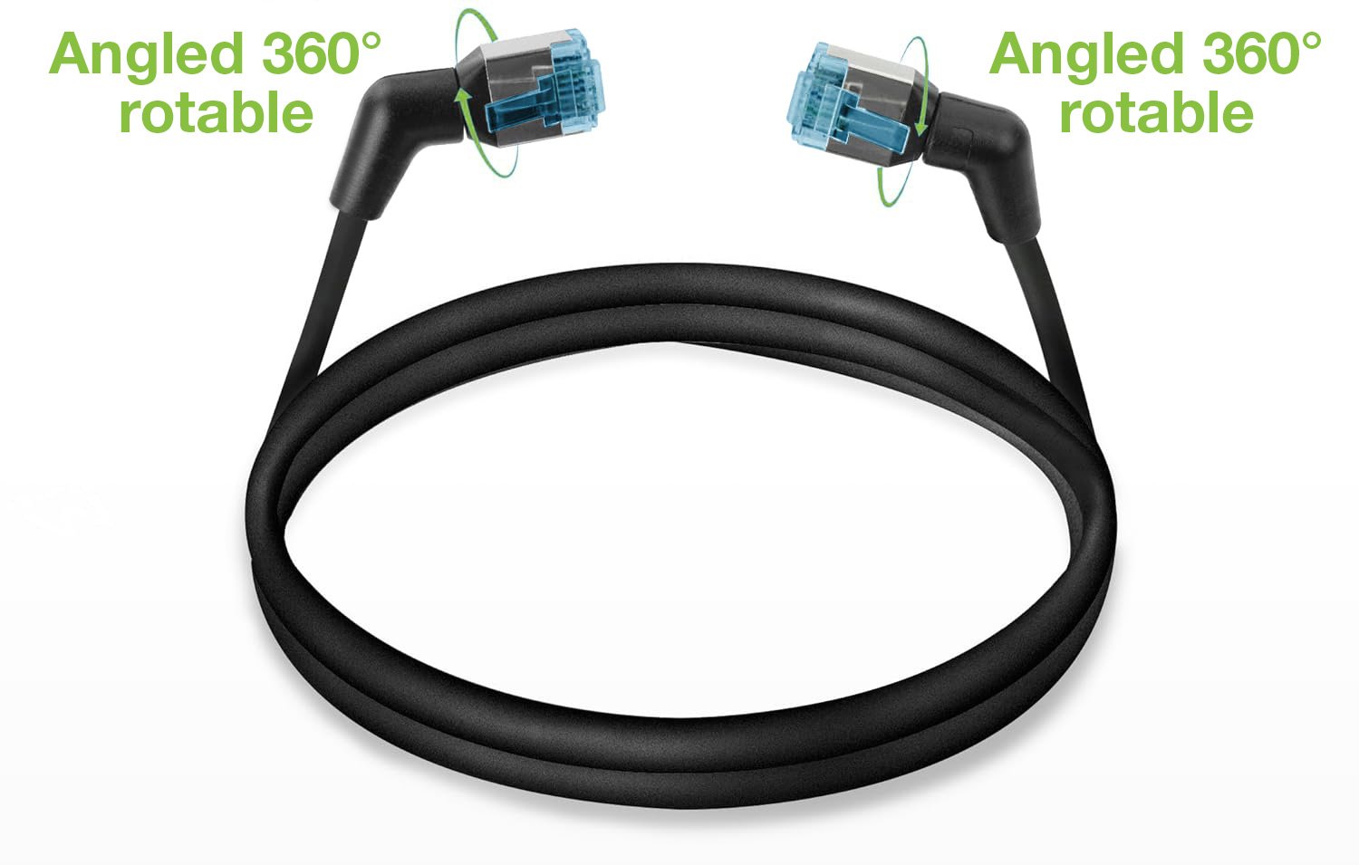 Cavo di rete Patch Slim Angolato 90° Rame TPE Cat. 6A Nero UTP 3 m TECHLY PROFESSIONAL - immagine 4