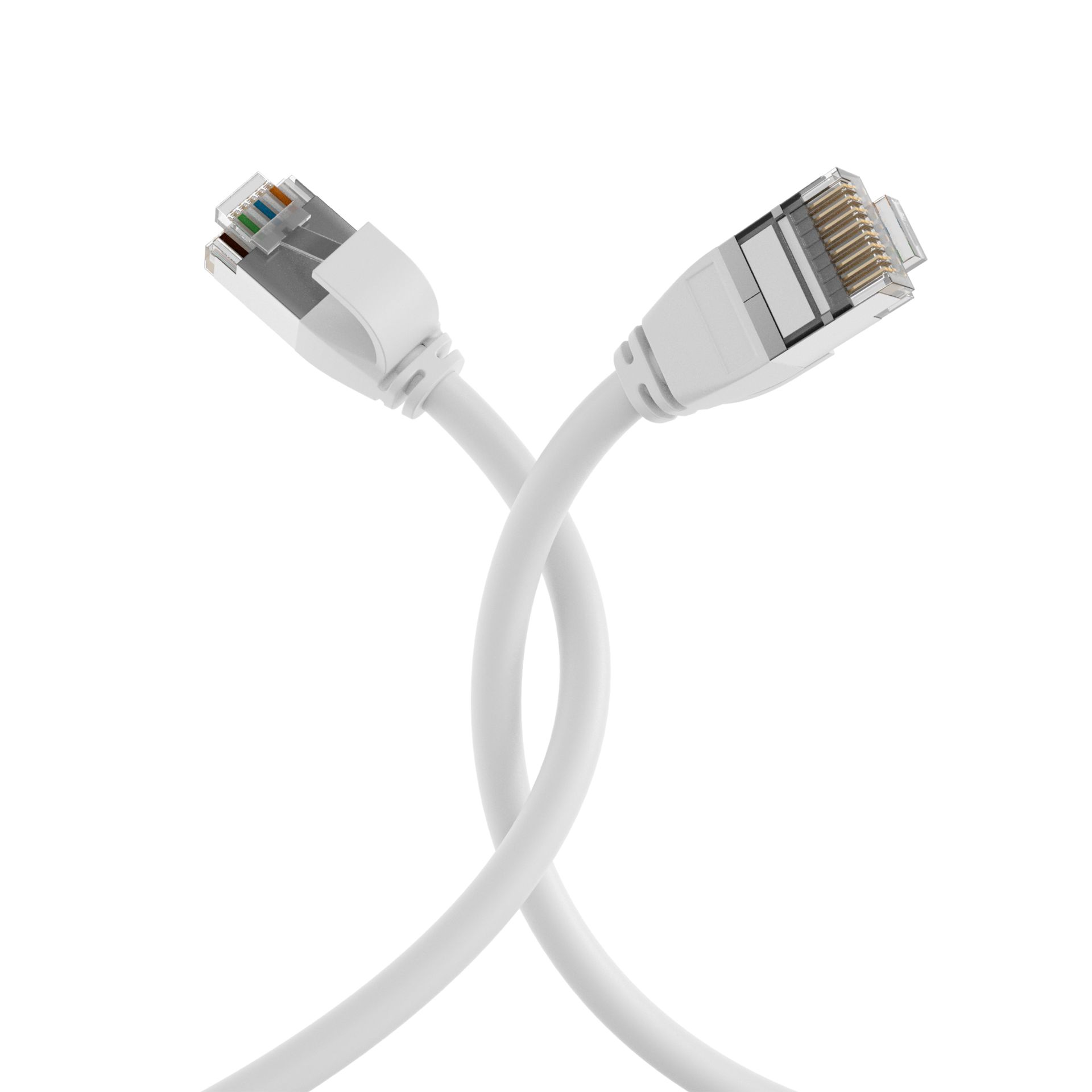 Cavo di Rete Patch in Rame Cat.6A U/FTP TPE 4mm Ultraflex Bianco 0,15m OEM - immagine 4