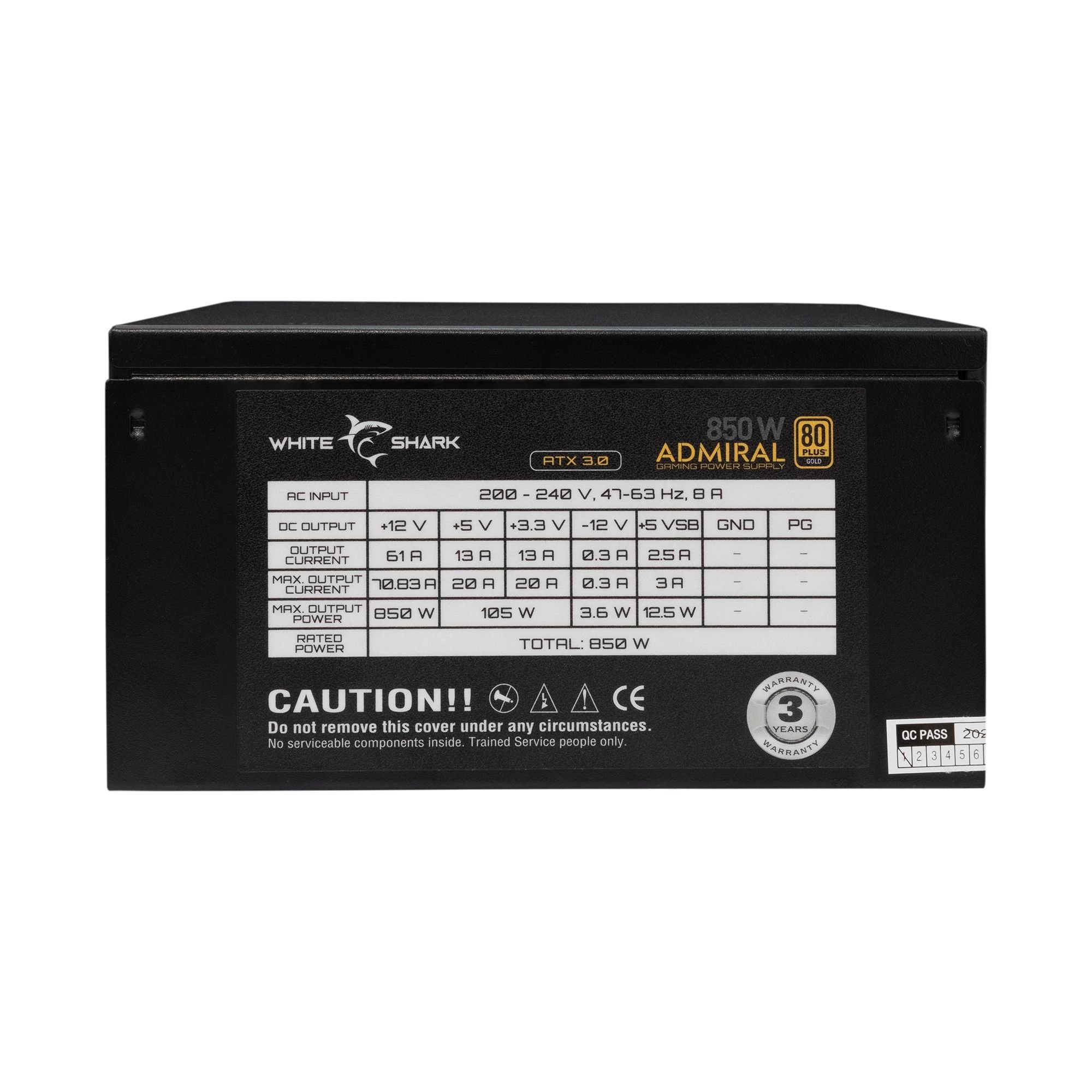 Alimentatore per PC ATX 850 Watt WHITE SHARK - immagine 4