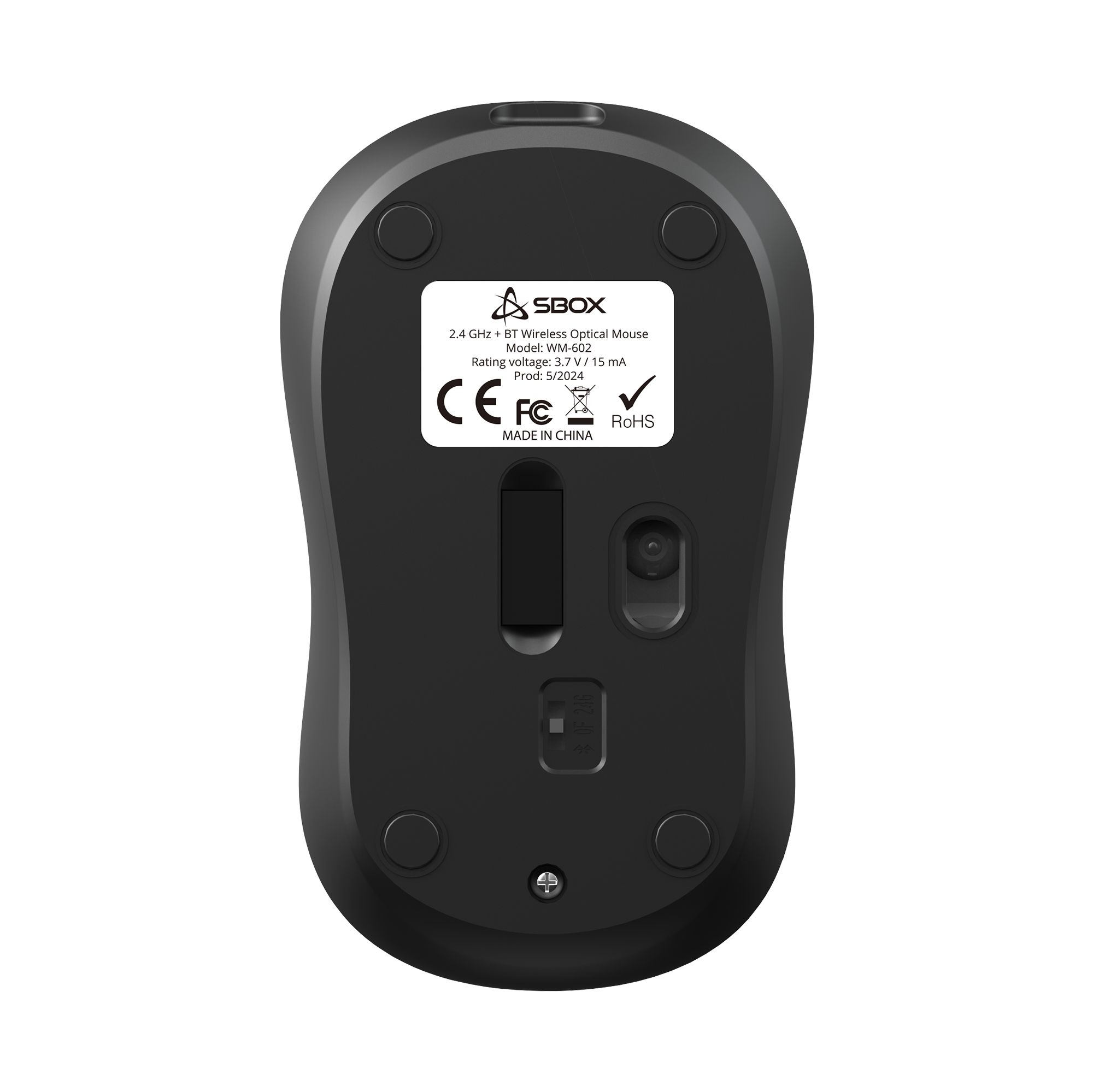 Mouse Ottico Wireless 1600 Dpi 4D Nero, WM-602B SBOX - immagine 4