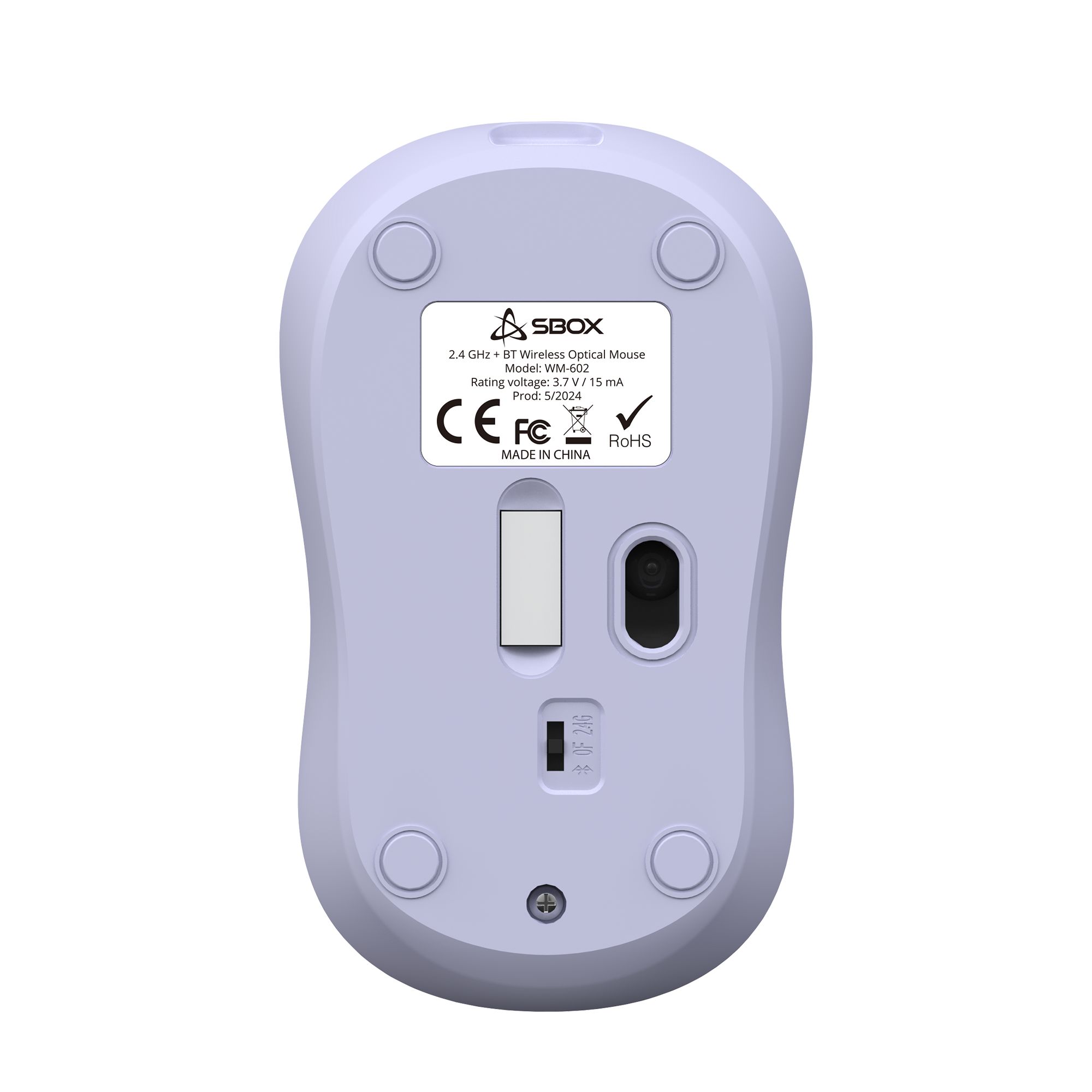 Mouse Ottico Wireless 1600 Dpi 4D Viola, WM-602VL SBOX - immagine 4