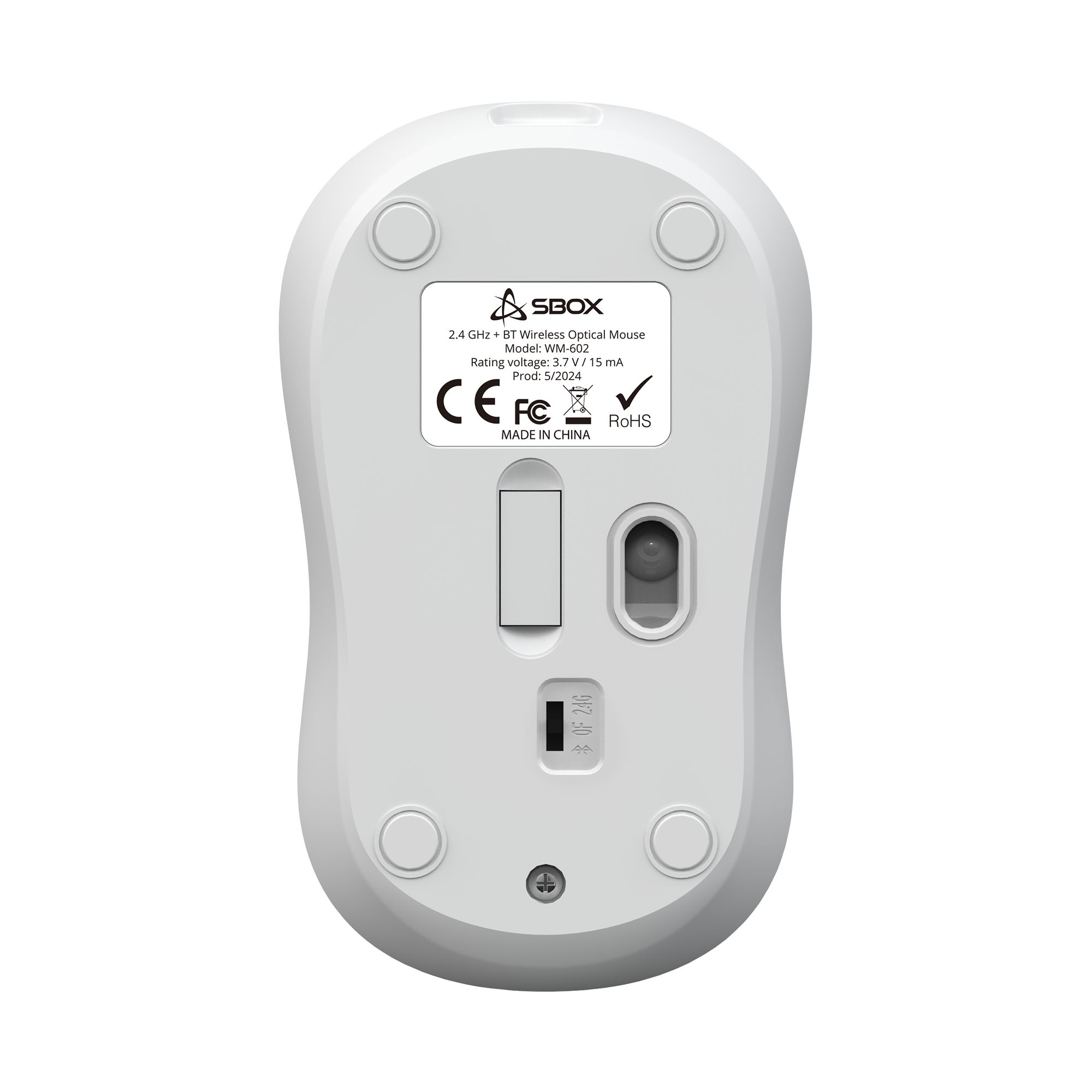 Mouse Ottico Wireless 1600 Dpi 4D Bianco, WM-602W SBOX - immagine 4