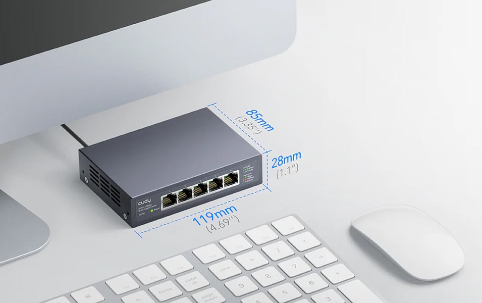 Switch con 5 Porte 2.5G Ethernet Custodia in Metallo, HS105 CUDY - immagine 4