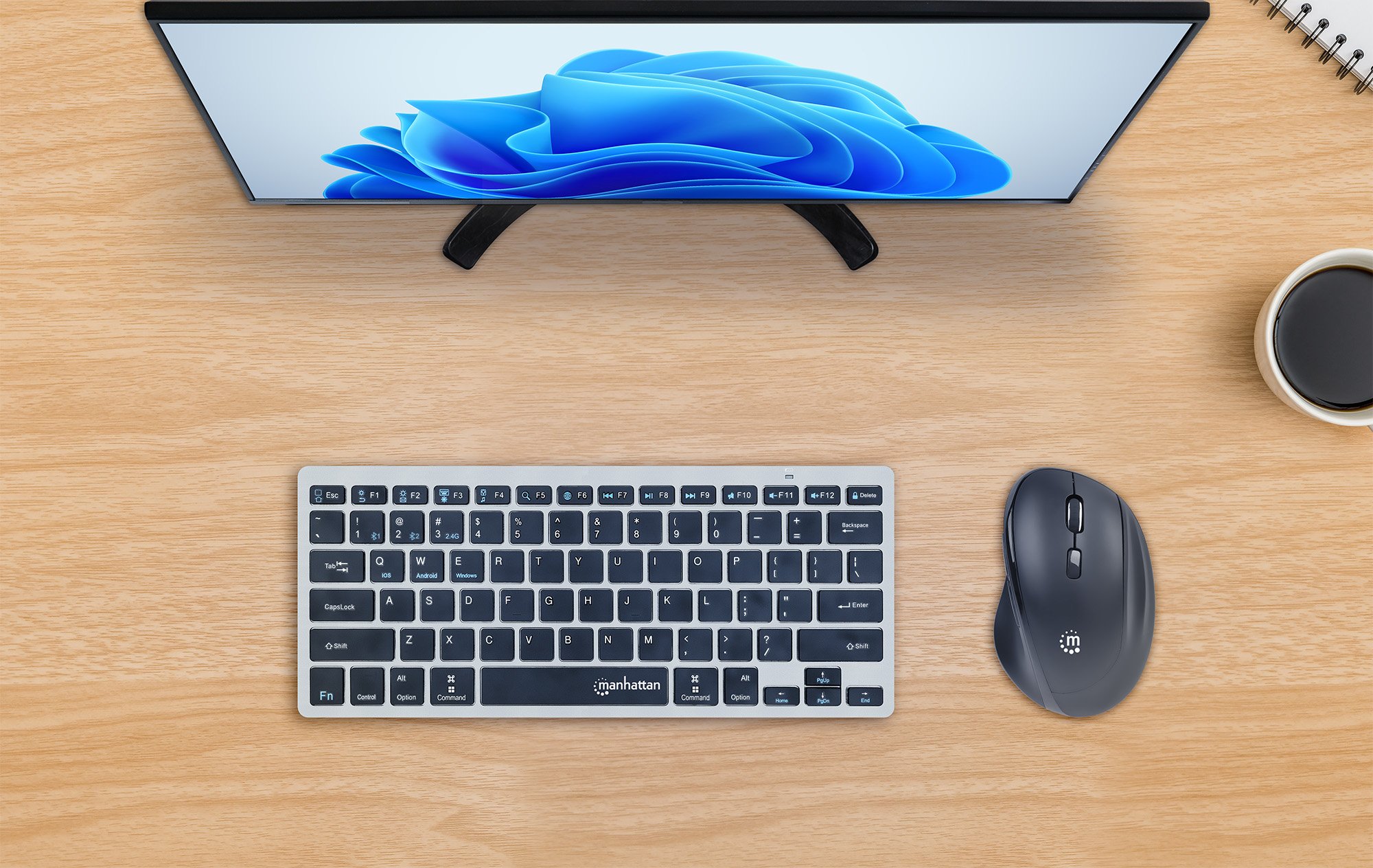 Mouse Ergonomico Wireless con Ricevitore USB-A e USB-C™ 2 in 1 MANHATTAN - immagine 7