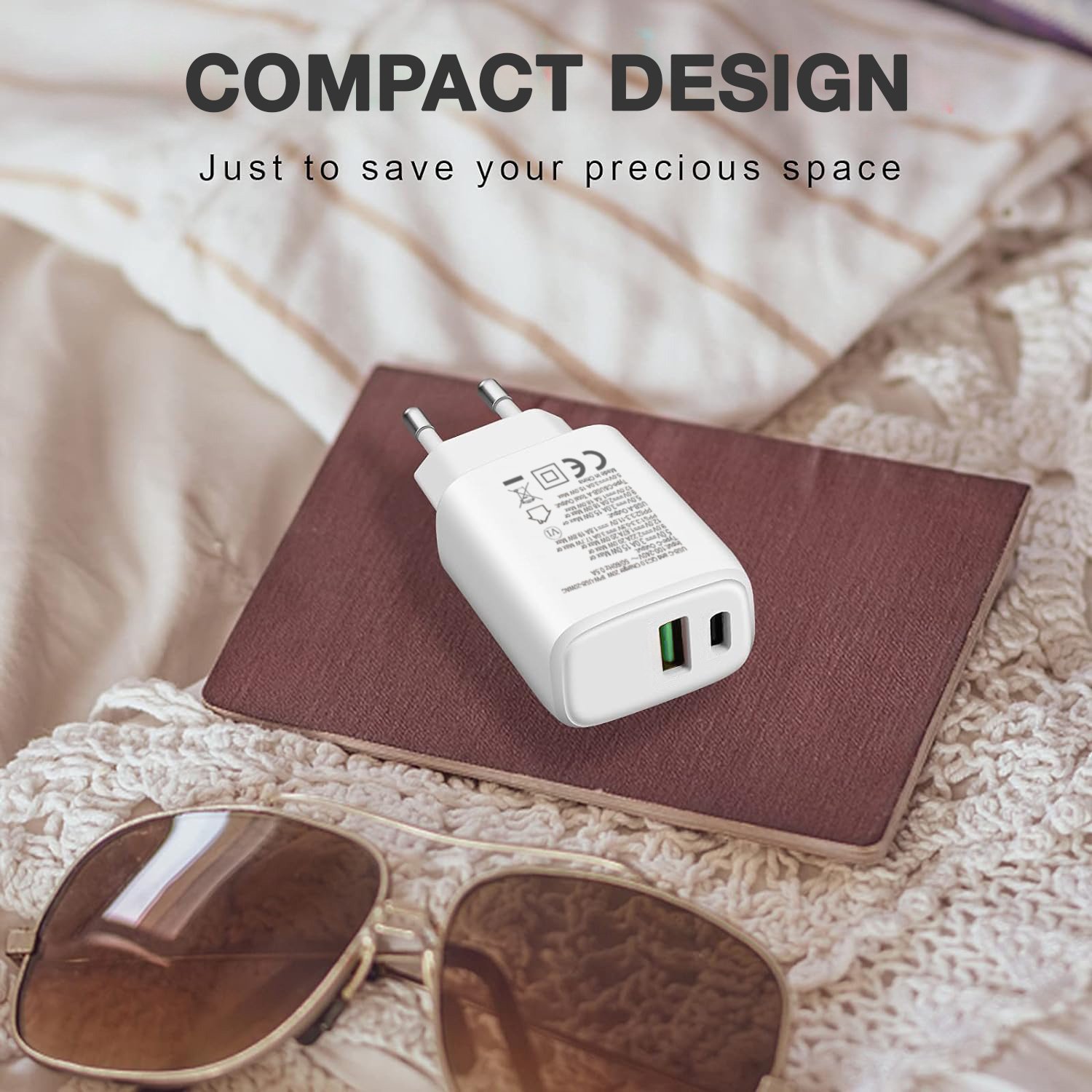 Caricatore Alimentatore GaN USB-C™ 20W e USB-A 18W da Muro TECHLY - immagine 4