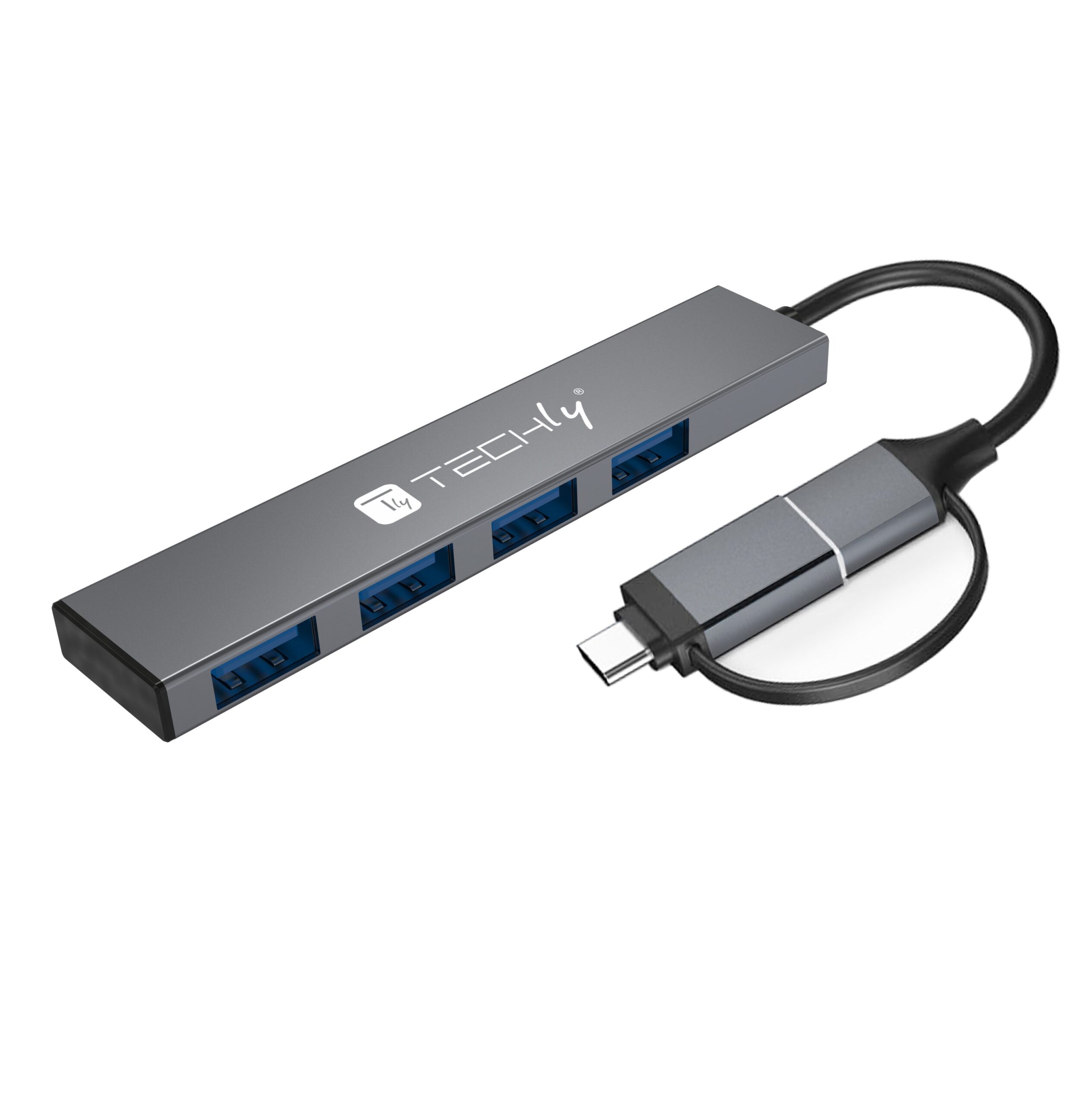 Hub USB-A USB-C™ 3.2 a 4 porte USB-A Slim in Metallo TECHLY - immagine 5