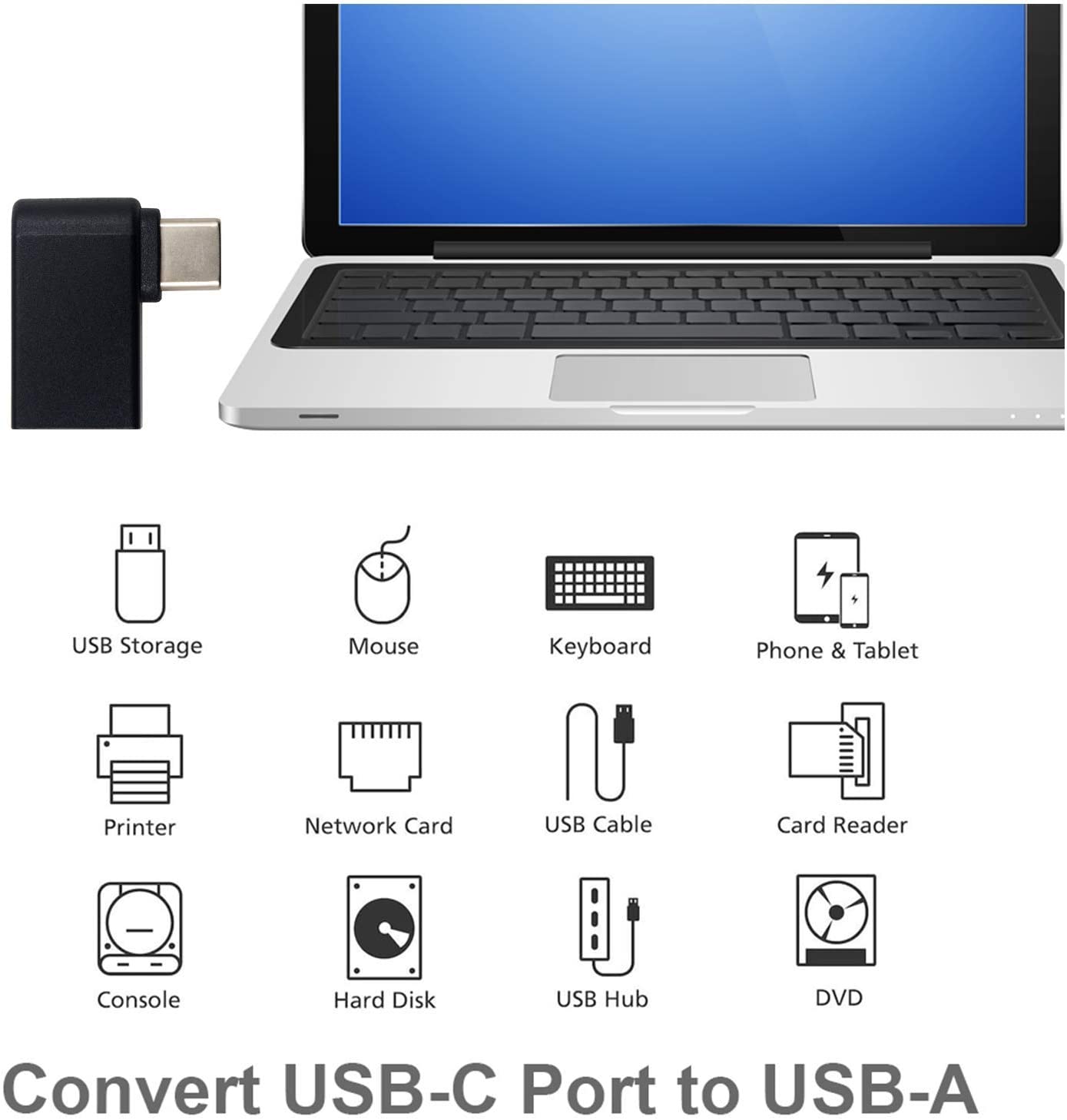 Adattatore USB 3.2 Gen.1 USB-C™ Maschio/A Femmina 90° LOGILINK - immagine 4