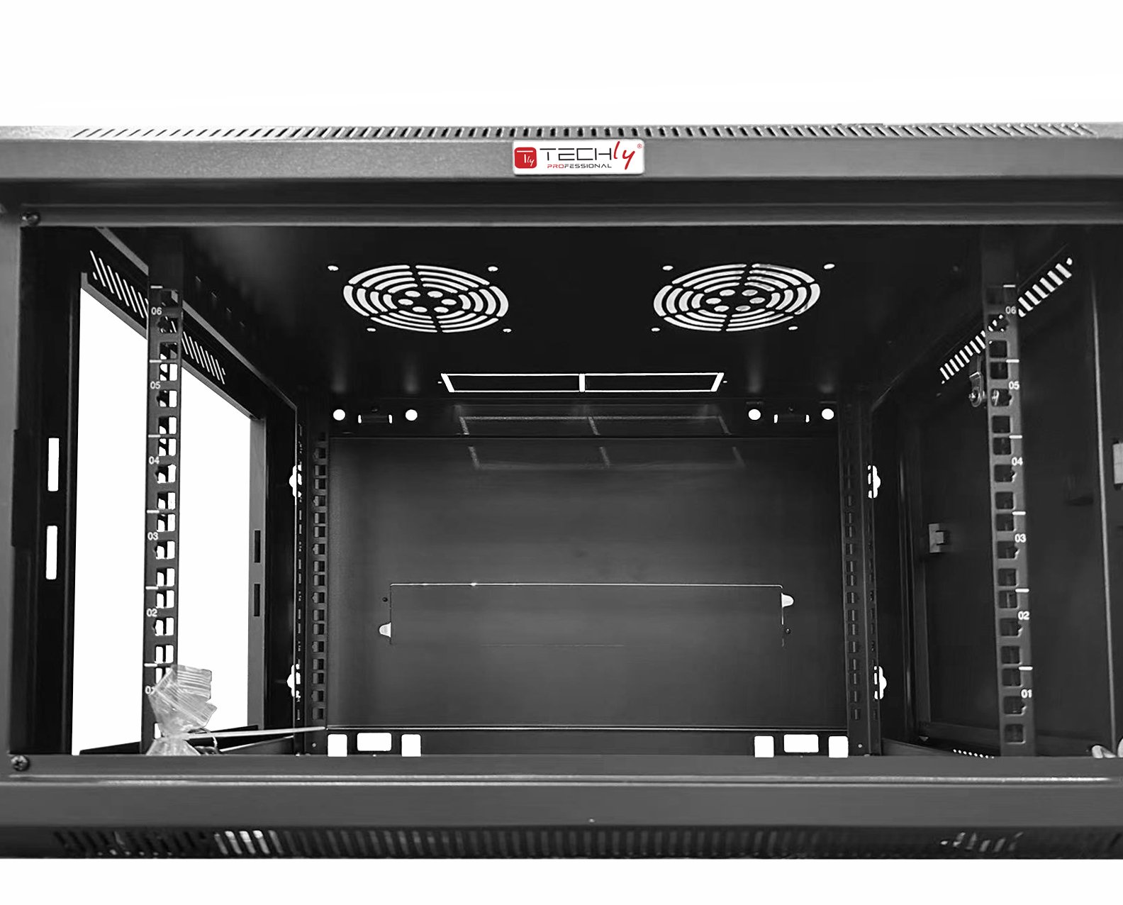 Armadio Rack 19'' a muro 12 unità sezione unica prof. 450mm Nero TECHLY PROFESSIONAL - immagine 3