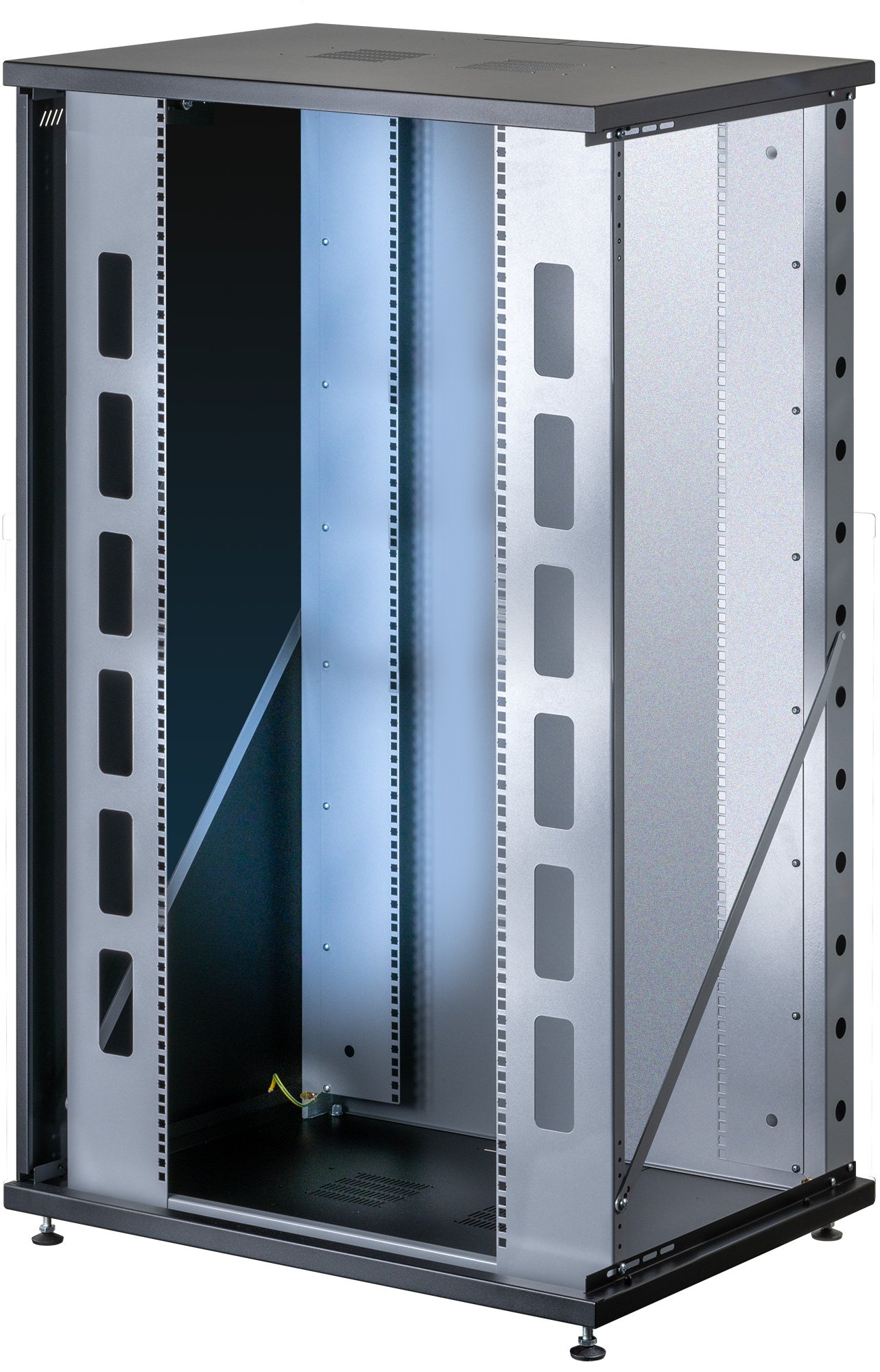 Armadio Rack 19'' a Muro 22U P 600mm L 800mm Porta Vetro Nero TECHLY PROFESSIONAL - immagine 4