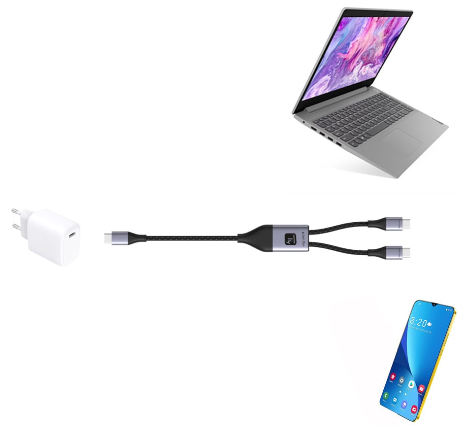 Cavo di Ricarica Sdoppiatore USB-C&trade; Maschio a Due USB-C&trade; Maschio 100W 1,5m TECHLY - immagine 4