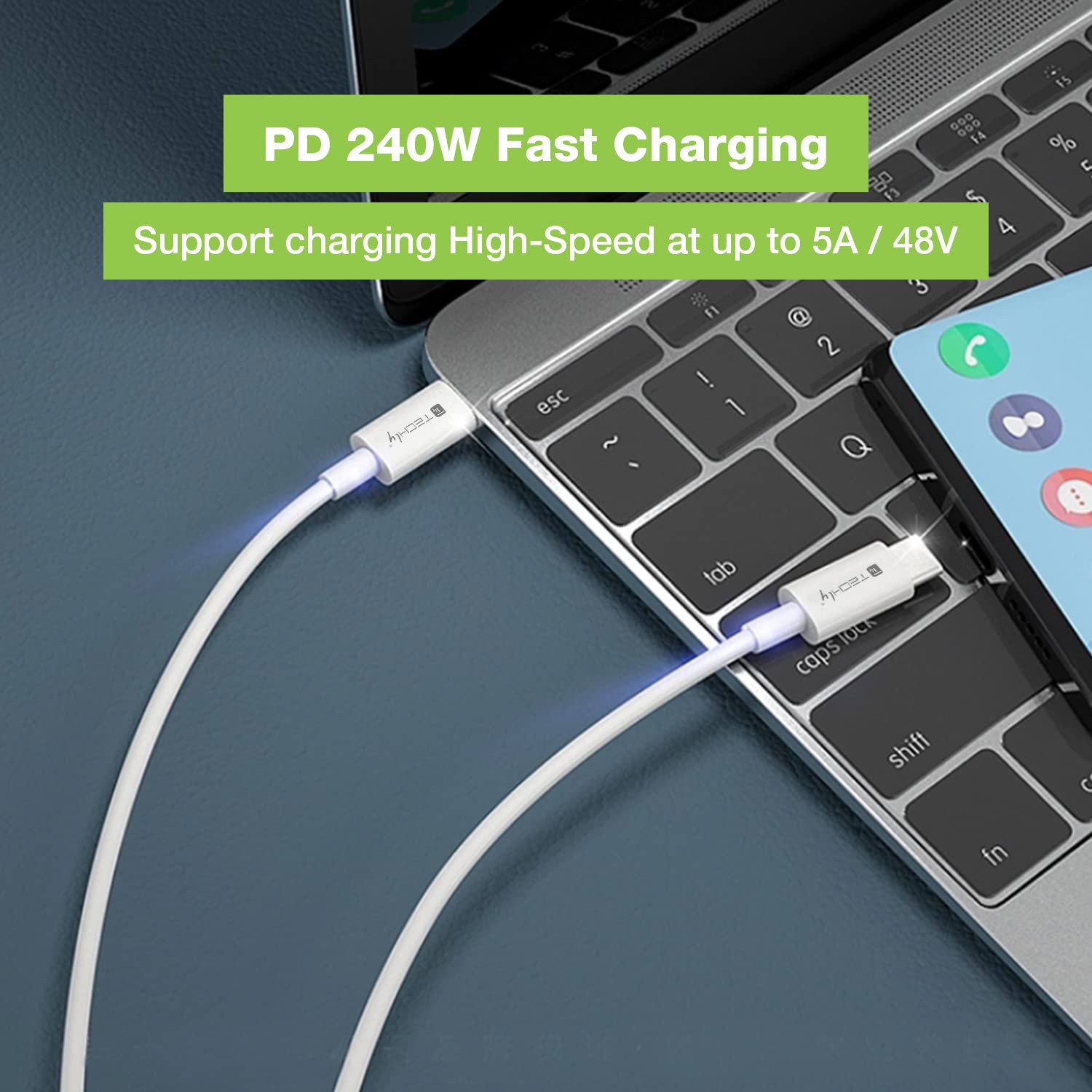 Cavo USB4 Gen2 EPR USB-C™ M/M 20G 240W PD3.1 4K E-Mark Certificato 2m TECHLY - immagine 4