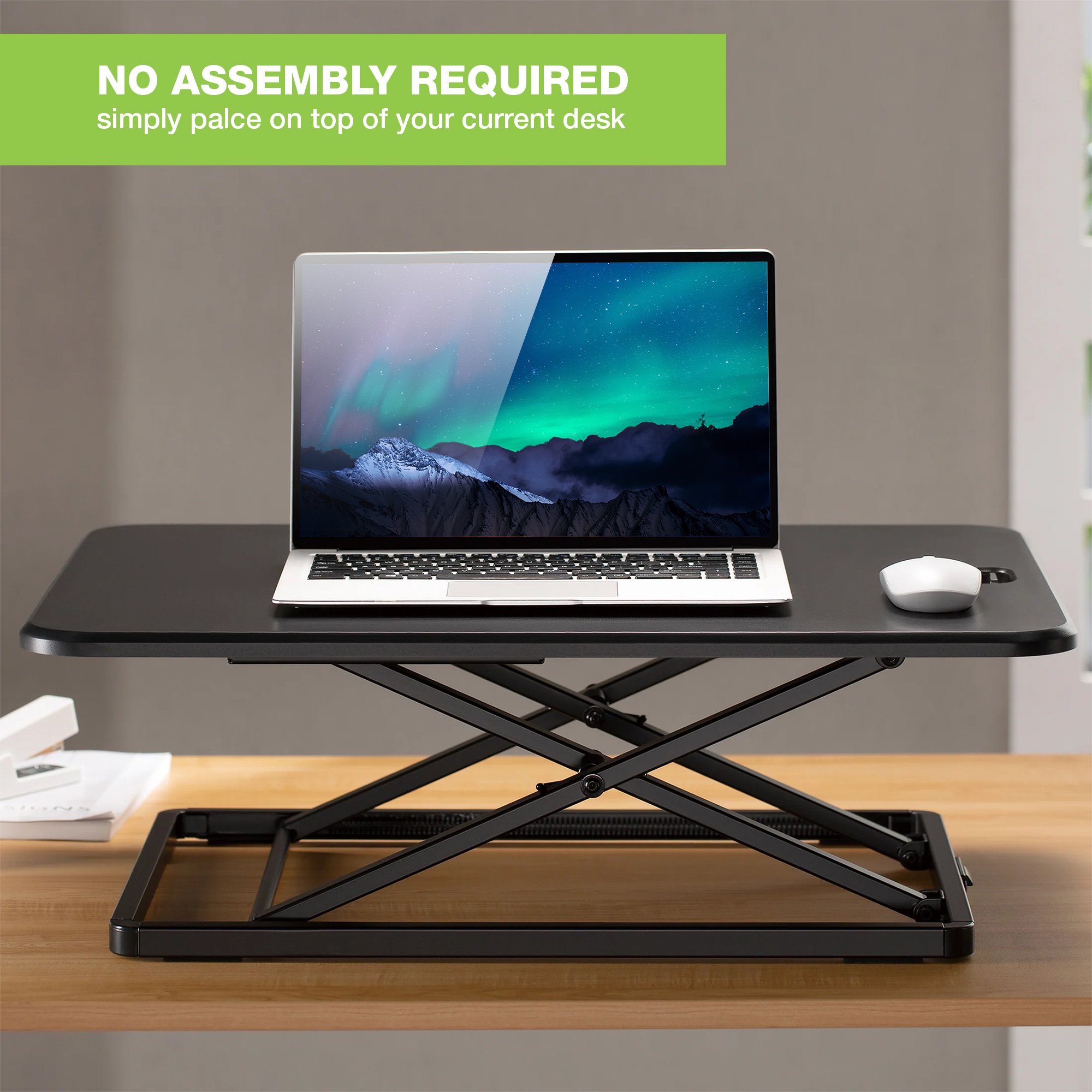 Convertitore da Scrivania In Piedi Postazione di Lavoro Sit Stand Ultra Slim Altezza Regolabile TECHLY - immagine 3