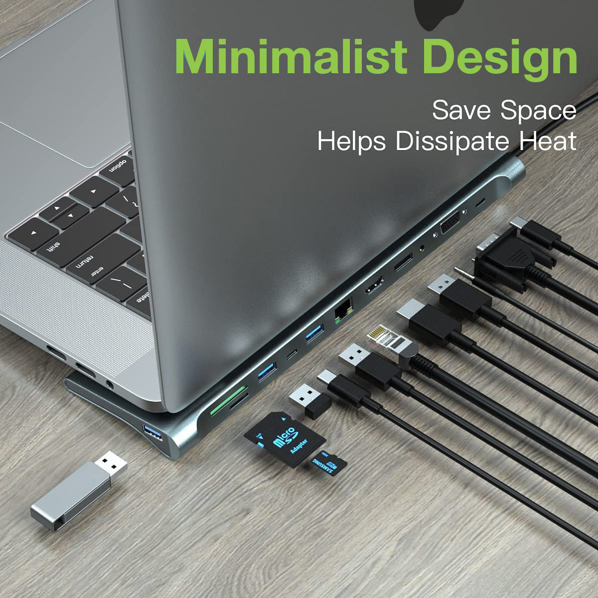 Docking Station 12 in 1 USB-C&trade; Hub VGA HDMI DP RJ45 con Lettore Micro SD/SD TECHLY - immagine 4