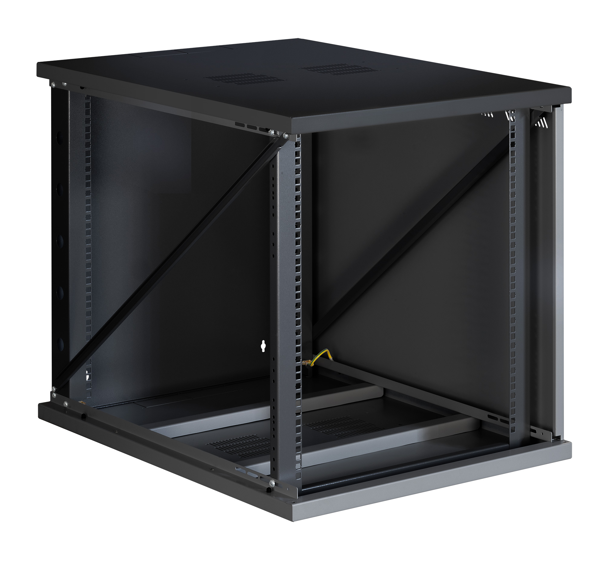 Armadio Rack 19'' a Muro 16U P 800mm L 600mm Porta Vetro Nero TECHLY PROFESSIONAL - immagine 3