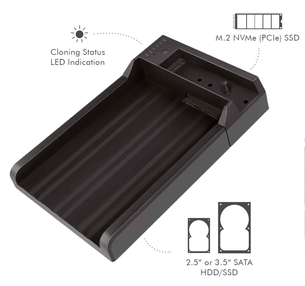 Box duplicazione esterna USB 3.2 Gen 2 Dual Bay Quickport One-Key Offline Clone Portatile LOGILINK - immagine 2