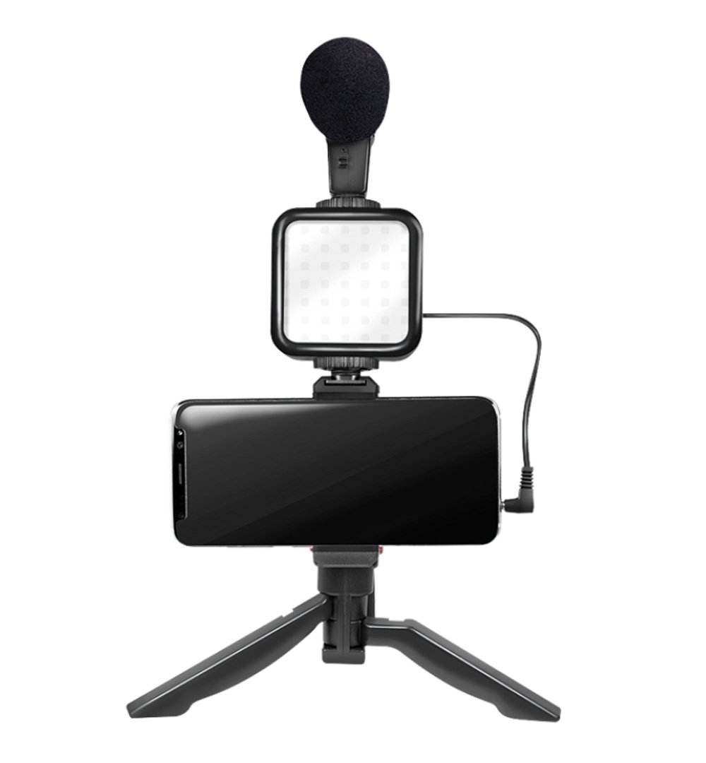 Kit Vlogger Treppiede per Smartphone 4,7''–7'' con Luce LED e Microfono Direzionale LOGILINK - immagine 3