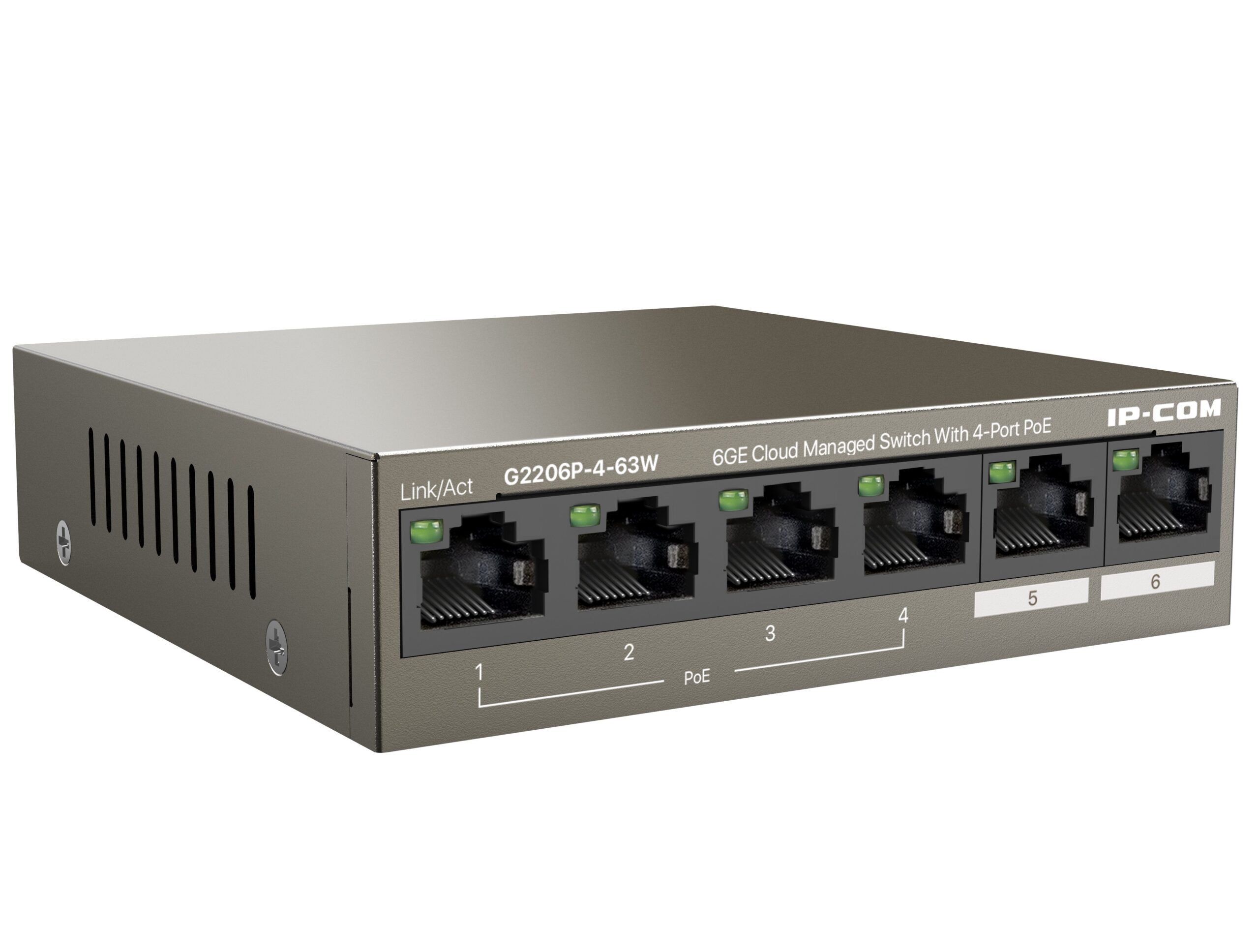 Switch 6GE con PoE 4 porte Gestito da Cloud, G2206P-4-63W IP-COM - immagine 3