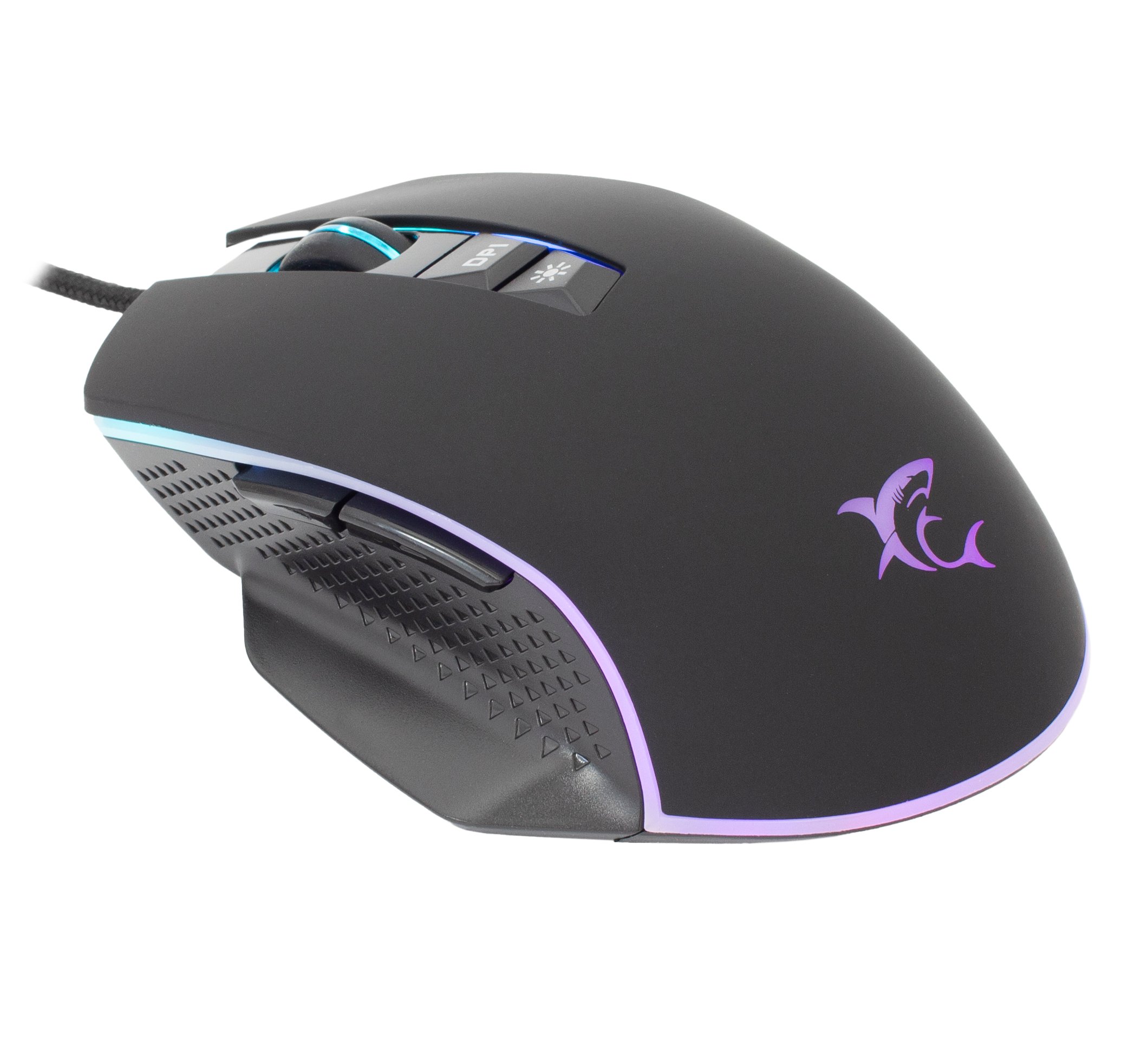 Mouse Ottico Gaming LED RGB con Cavo USB 6400 dpi Nero, GARETH WHITE SHARK - immagine 4