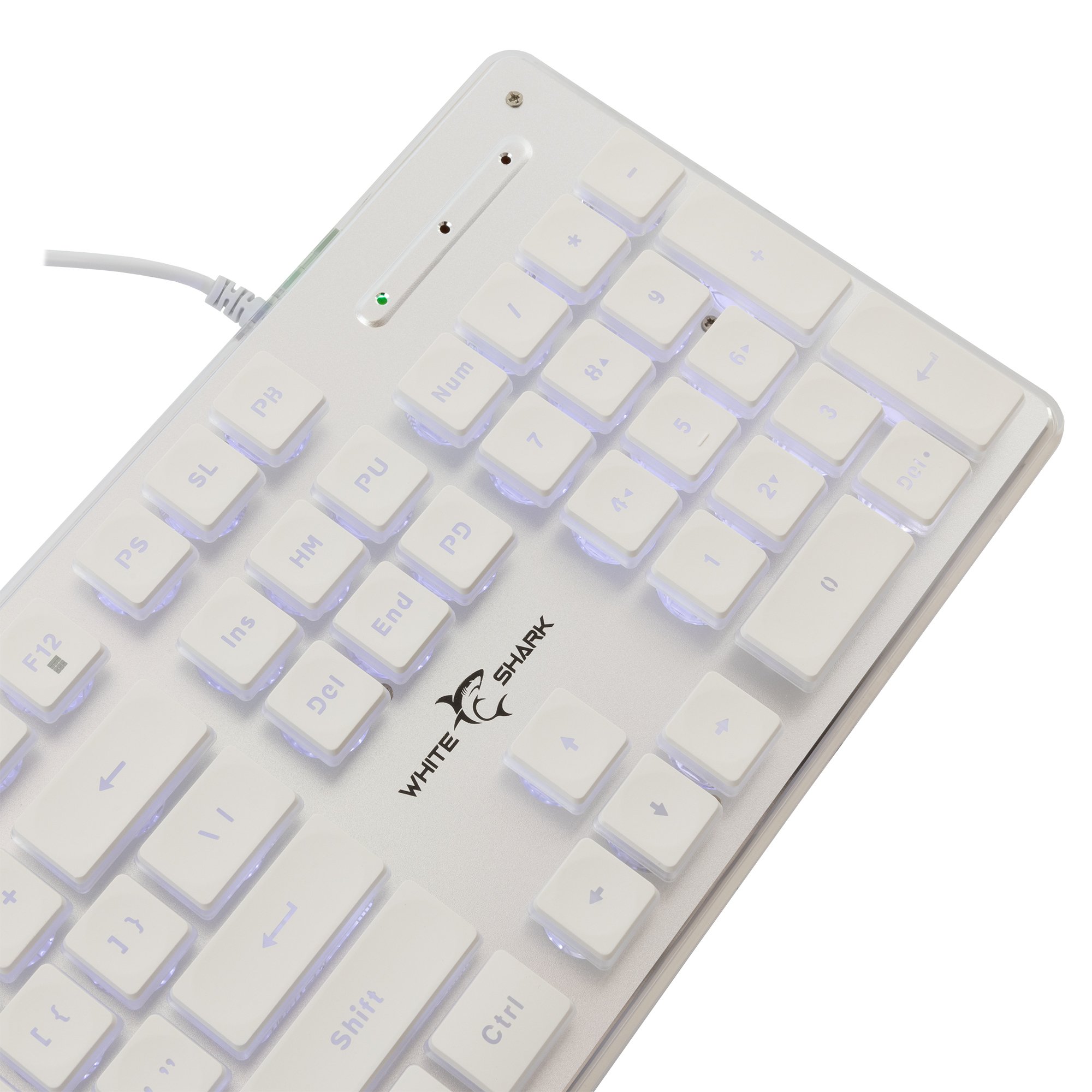 Tastiera Gaming USB 104 Tasti con Retroilluminazione LED Bianco WHITE SHARK - immagine 4