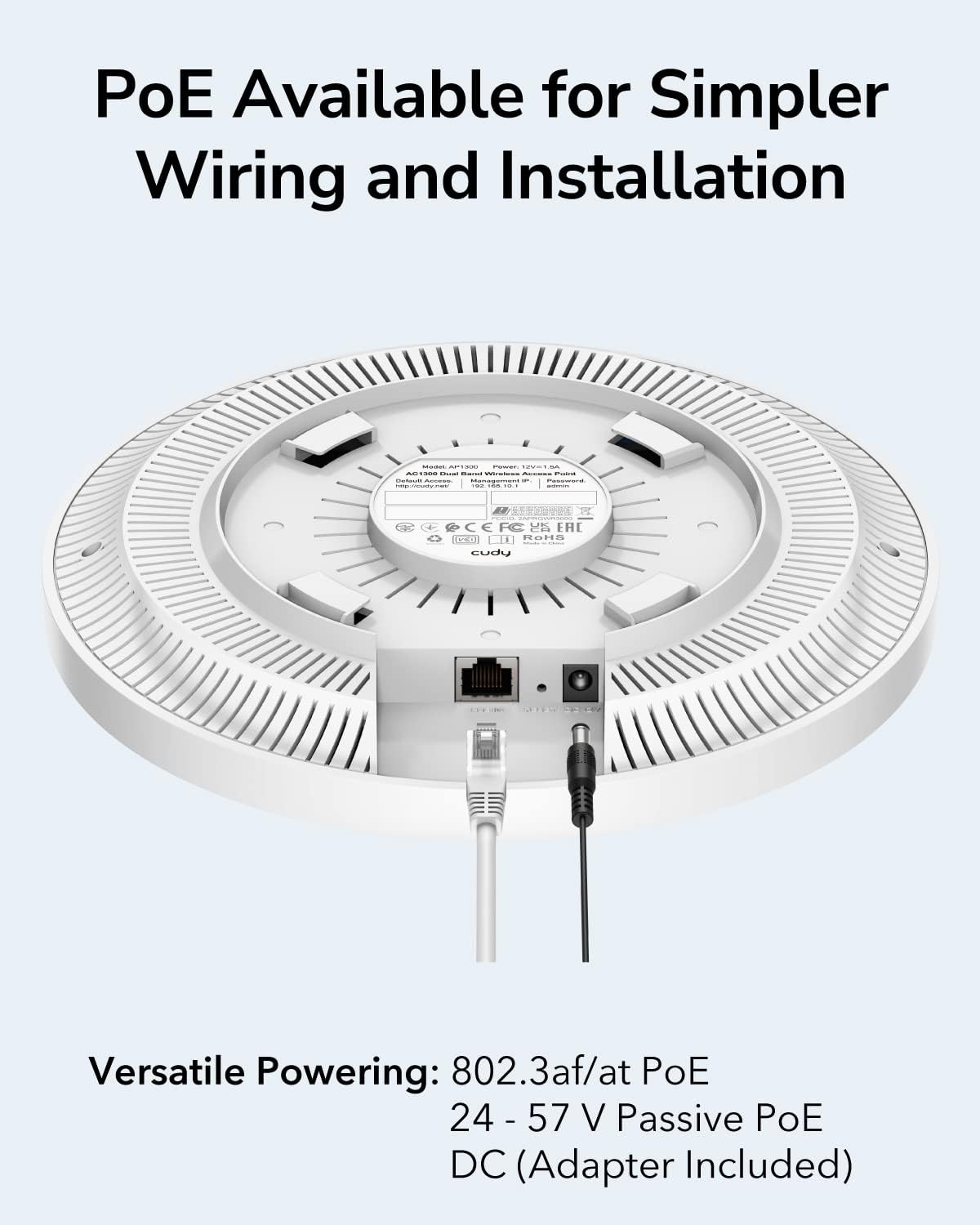 Punto di Accesso Wireless Gigabit Dual Band AC1200 PoE con supporto Mesh, AP1300 CUDY - immagine 4