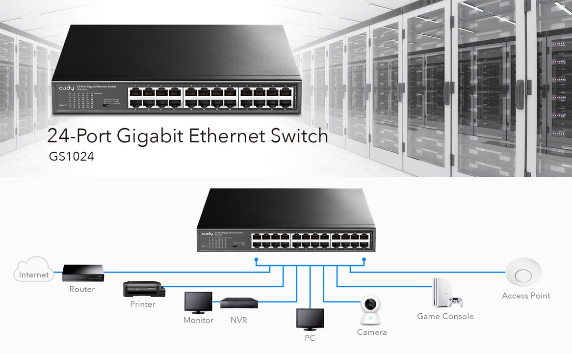 Switch Gigabit Ethernet a 24 Porte, GS1024 CUDY - immagine 4