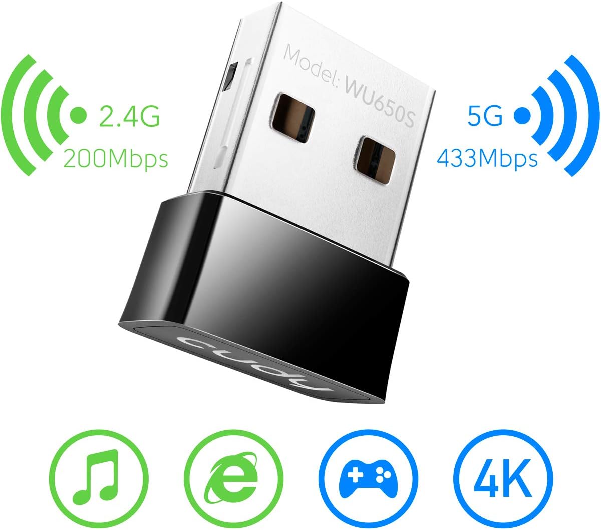 Nano Adattatore USB WiFi Dual Band 650Mbps per PC con Modalità SoftAP, WU650 CUDY - immagine 4