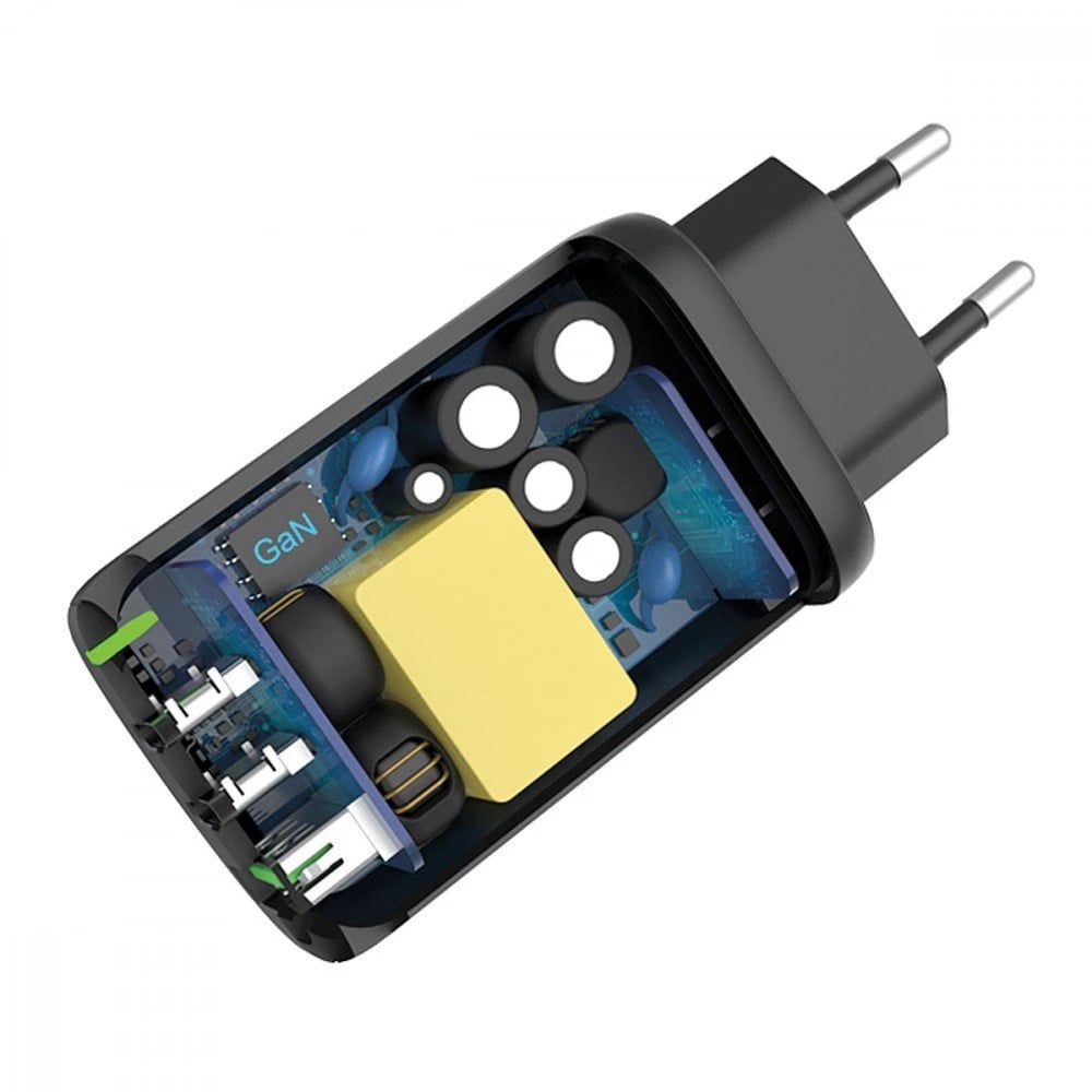 Caricabatterie GaN USB-A e 2 porte USB-C™ Power Delivery 65W Ricarica Rapida Nero FONTASTIC - immagine 3