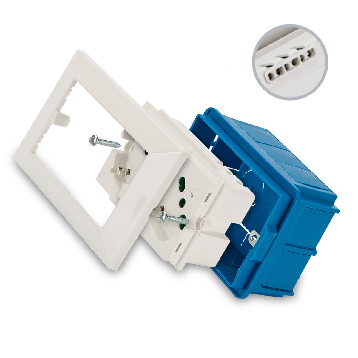 Multipresa Universale da Incasso con Doppia Presa Bipasso Italiana Schuko Bianco FME - immagine 4