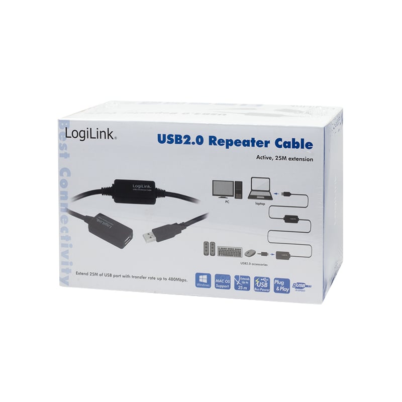 Cavo Amplificatore Prolunga USB A/M a USB-A/F 25m LOGILINK - immagine 4