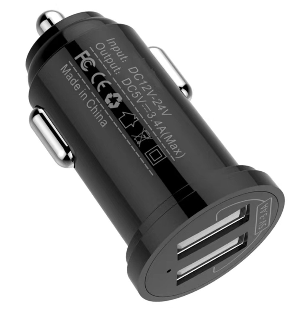 Mini Caricatore da Auto 2 Porte USB-A 24W/4.8A Nero TECHLY - immagine 3