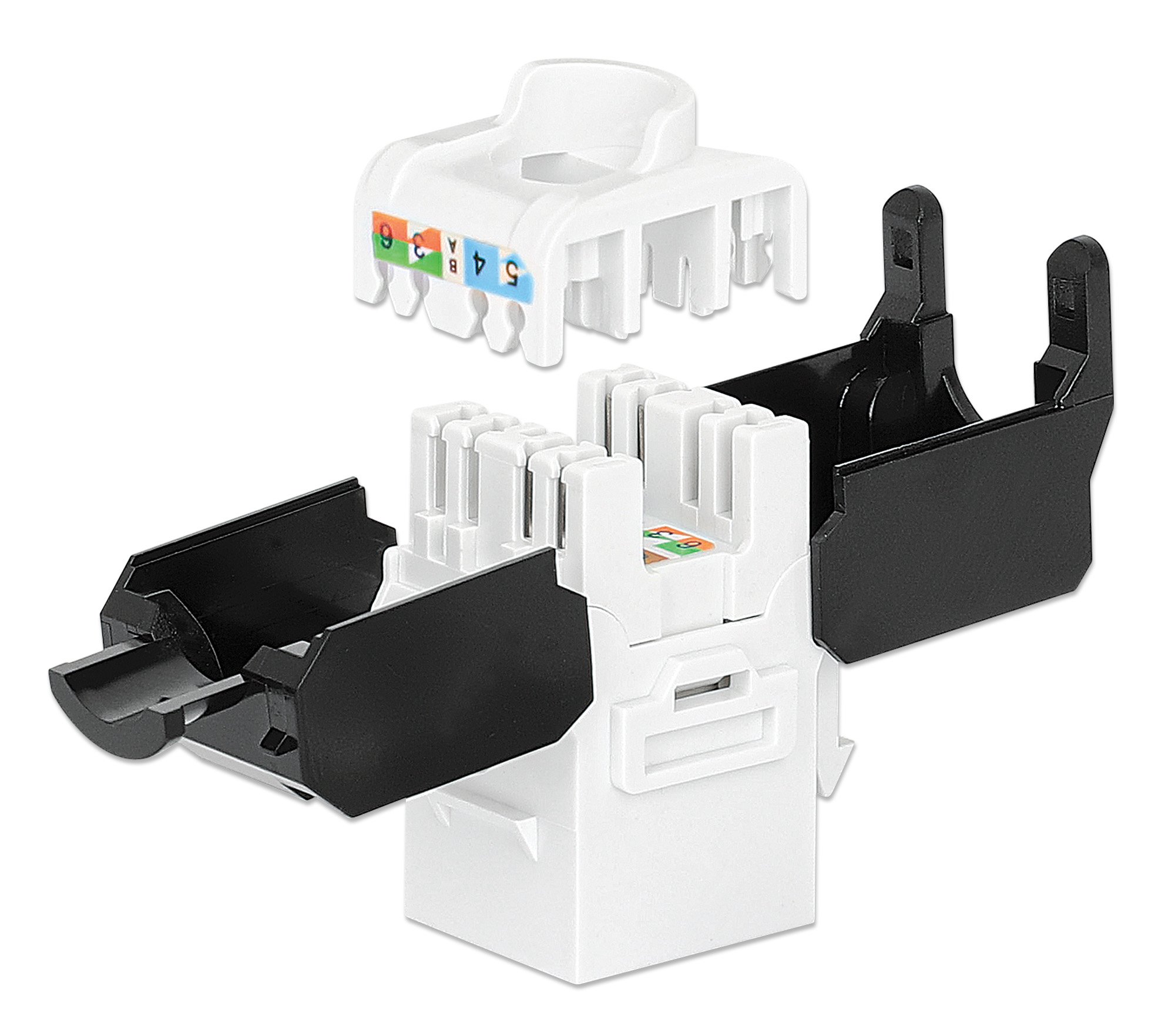 Frutto Keystone RJ45 Cat.6 UTP Tool-Free Bianco Nero INTELLINET - immagine 3