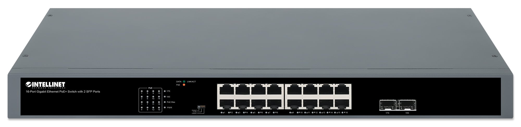 Gigabit Ethernet Switch PoE+ 16 porte con 2 porte SFP INTELLINET - immagine 4
