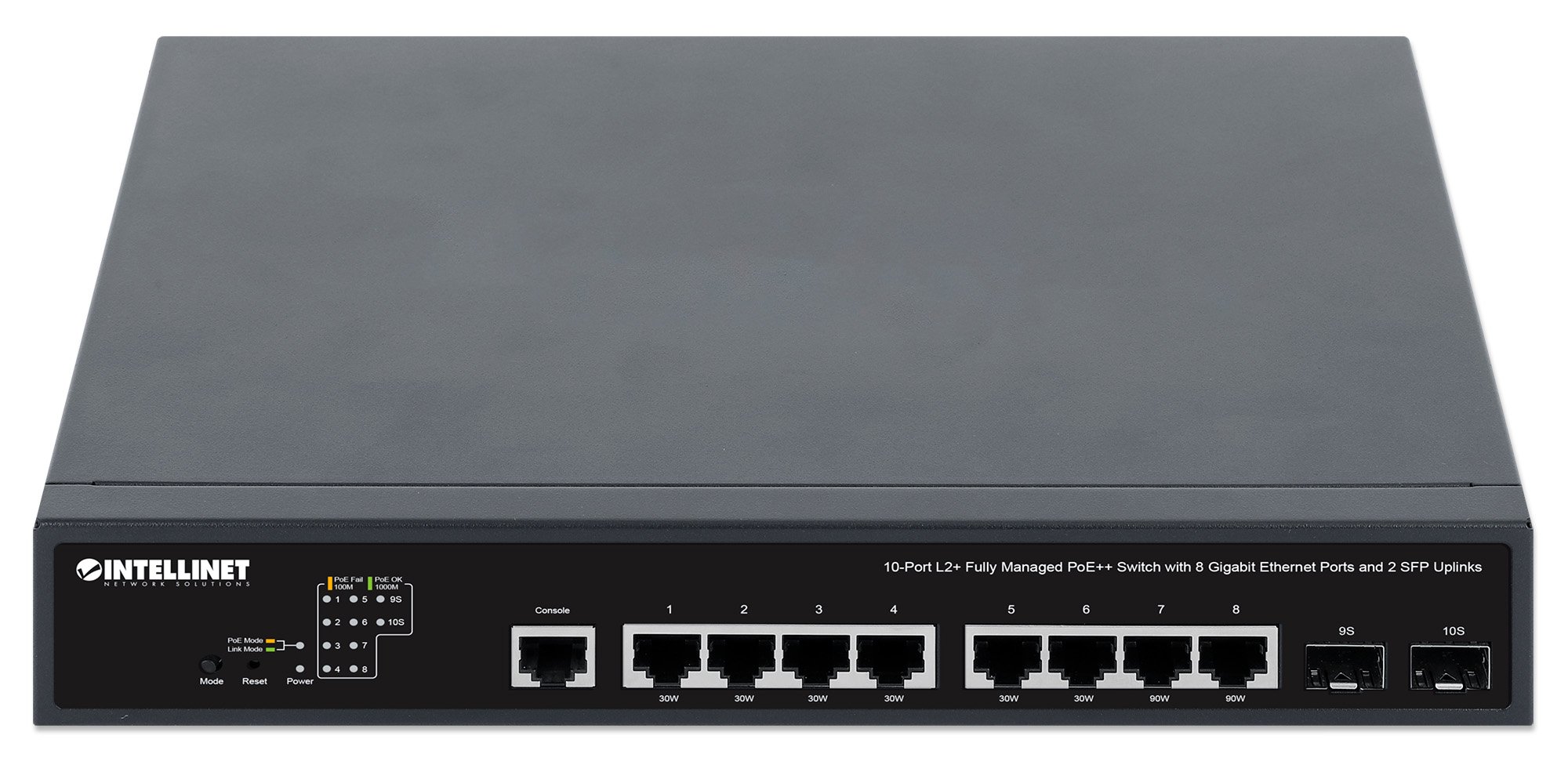 Switch PoE++ 10 porte L2 Fully Managed con 8 porte Ethernet Gigabit e 2 SFP Uplink INTELLINET - immagine 3