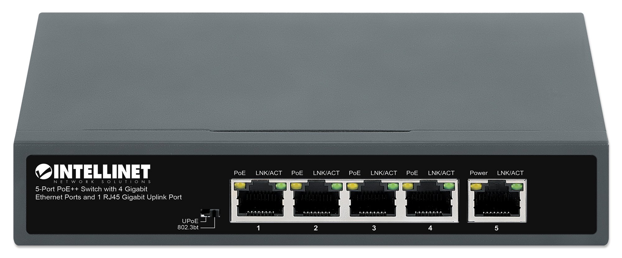 Switch 5 porte PoE++ con 4 porte Gigabit e una porta RJ45 Gigabit Uplink INTELLINET - immagine 3