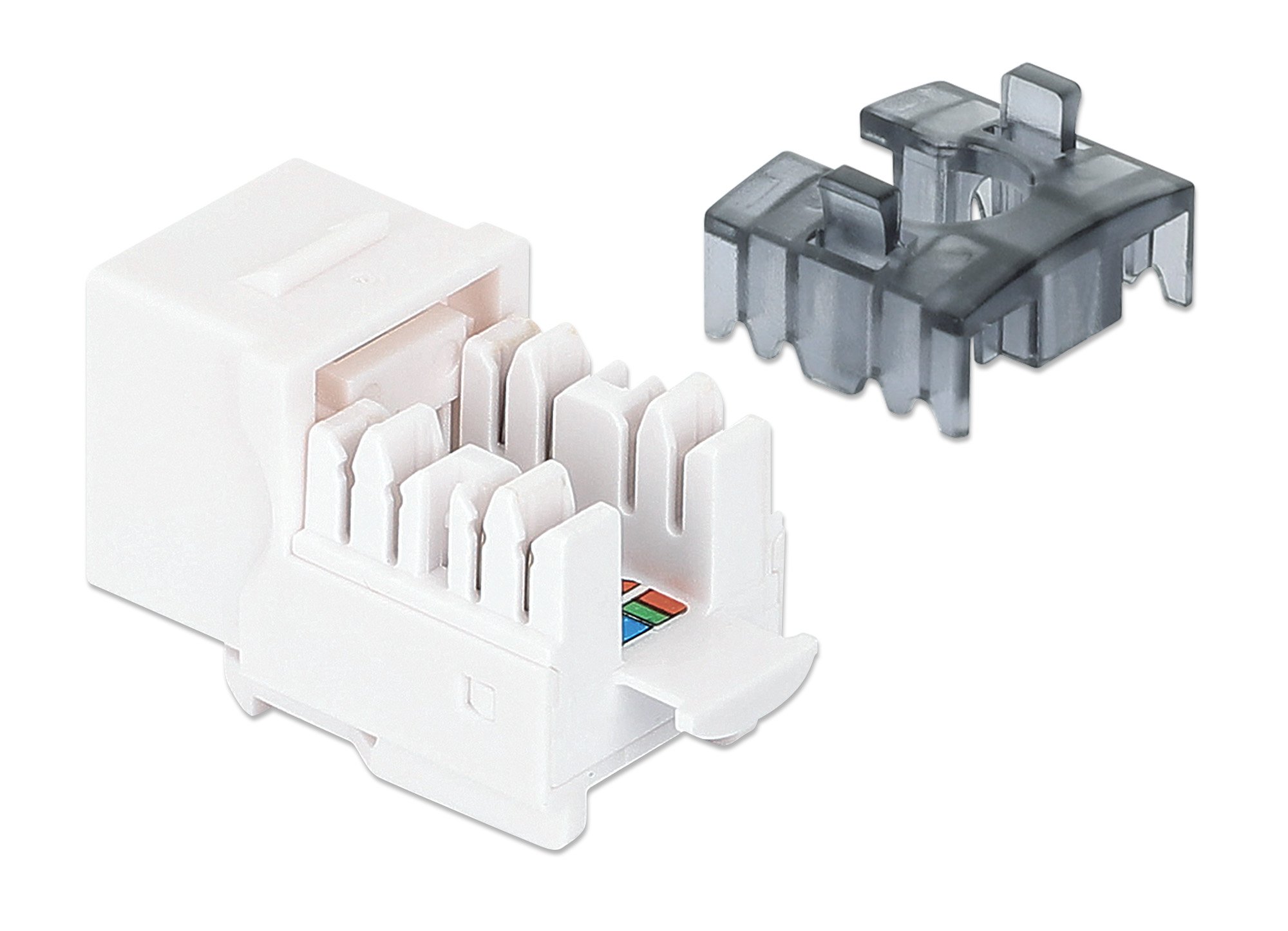Frutto Keystone Slim Cat.6 per Cavo Rigido con Supporto Punch-Down 25 pz Bianco INTELLINET - immagine 3