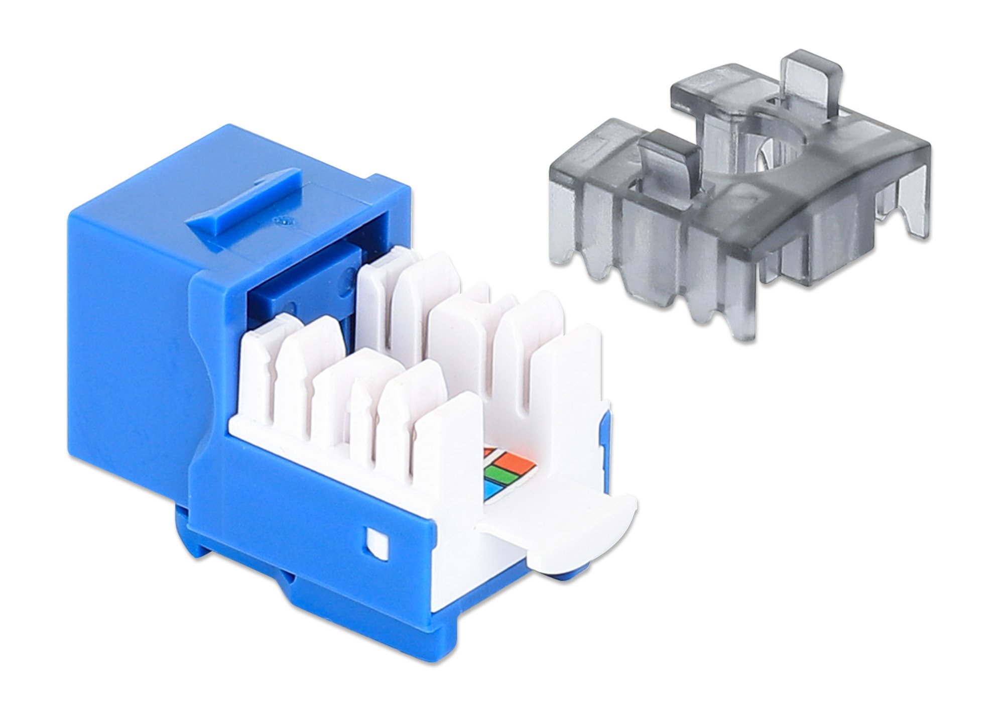 Frutto Keystone Slim Cat.6 per Cavo Rigido con Supporto Punch-Down 25 pz Blu INTELLINET - immagine 3